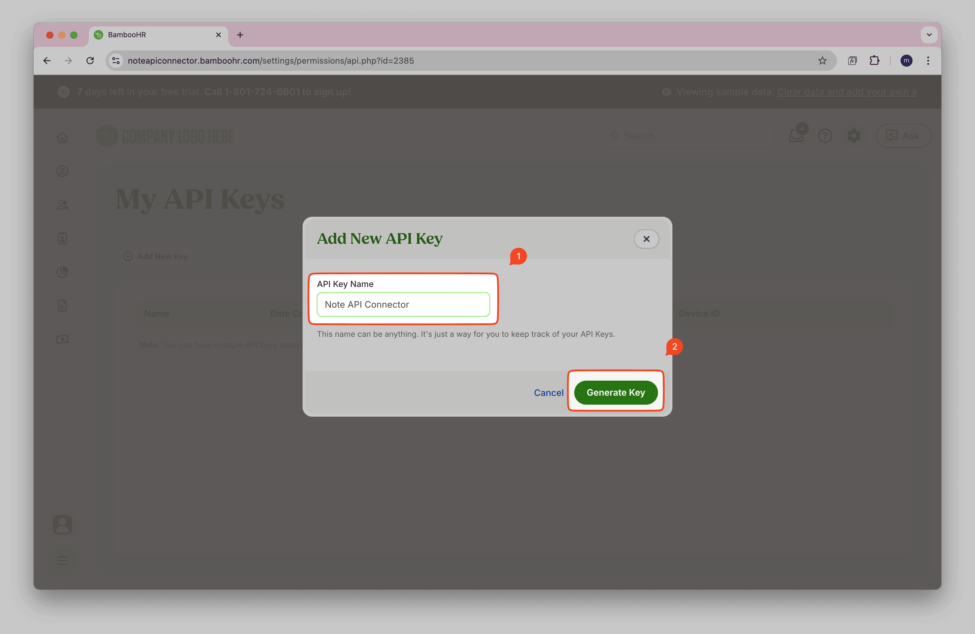 Add BambooHR API Key