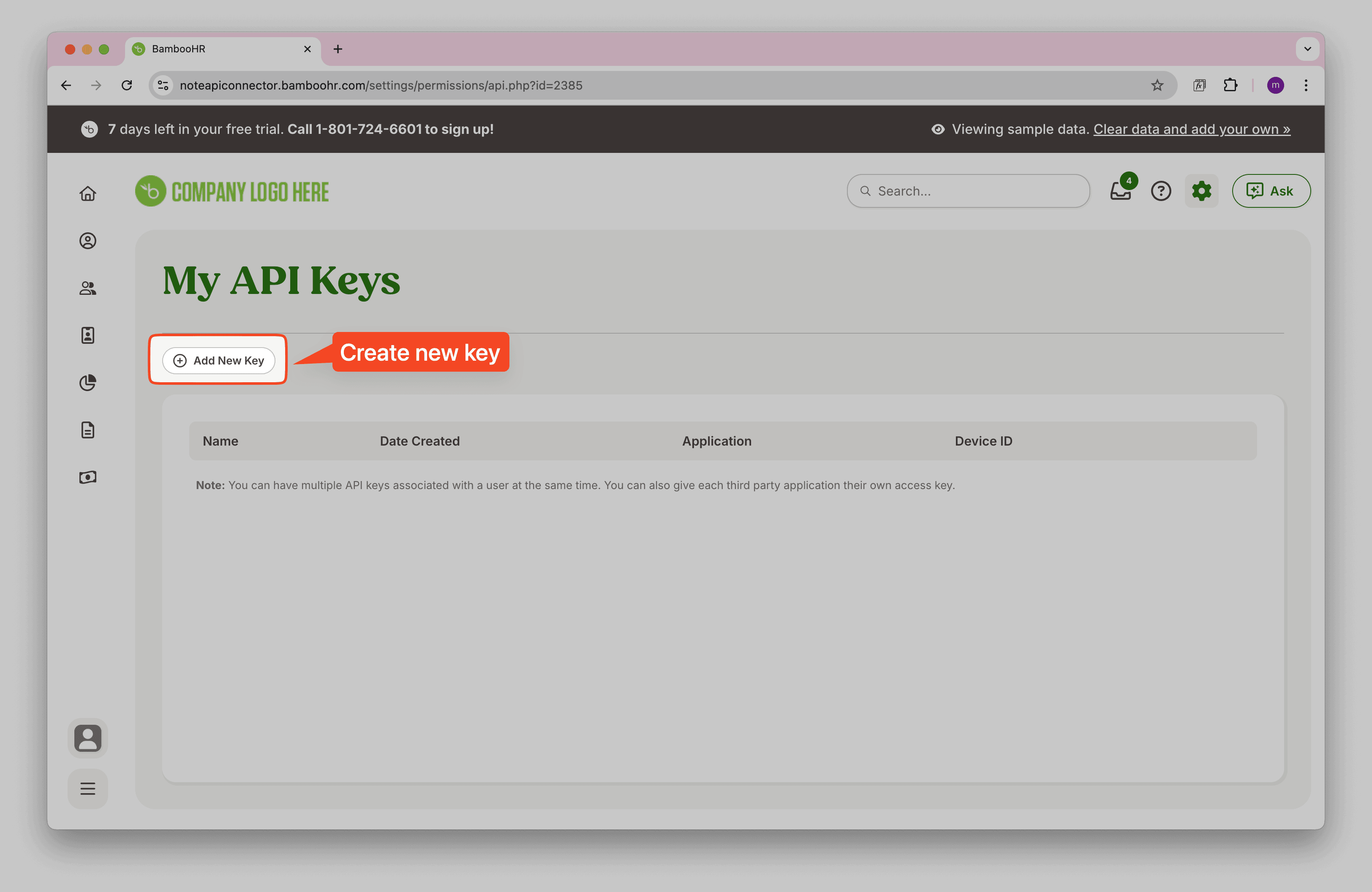 Create New BambooHR API Key
