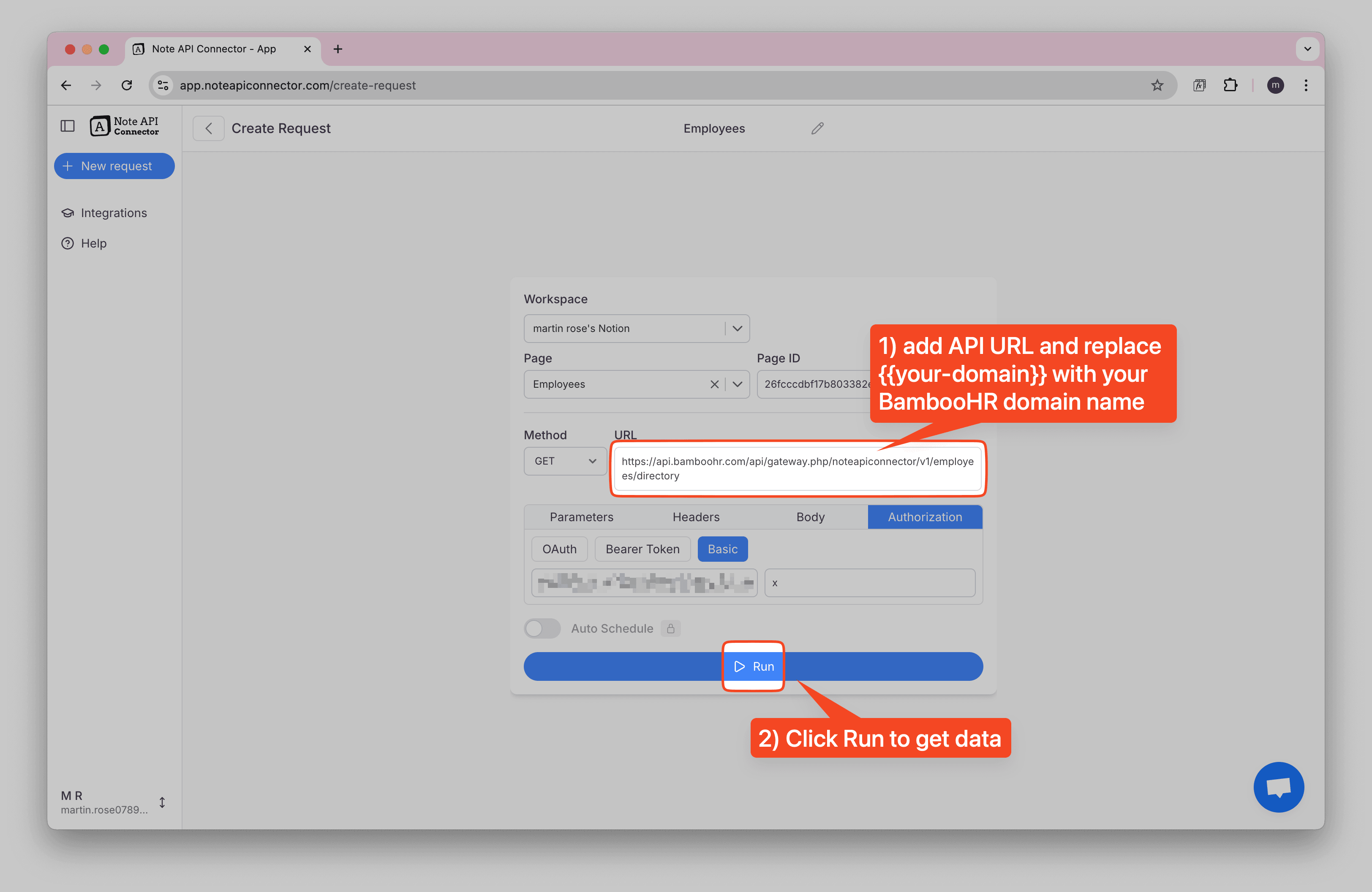 Run BambooHR Integration Test