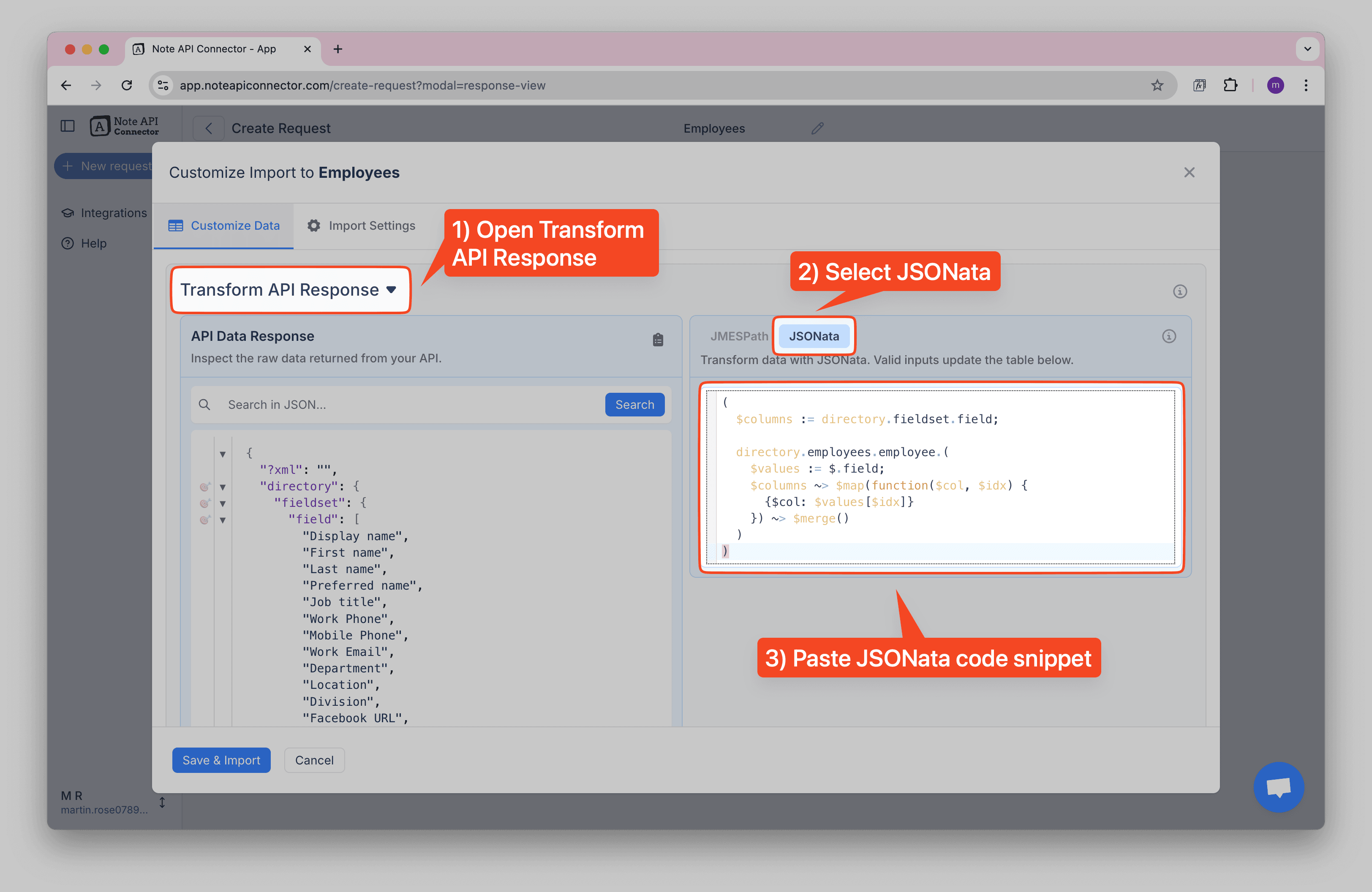 JSONata Formatter for BambooHR Data
