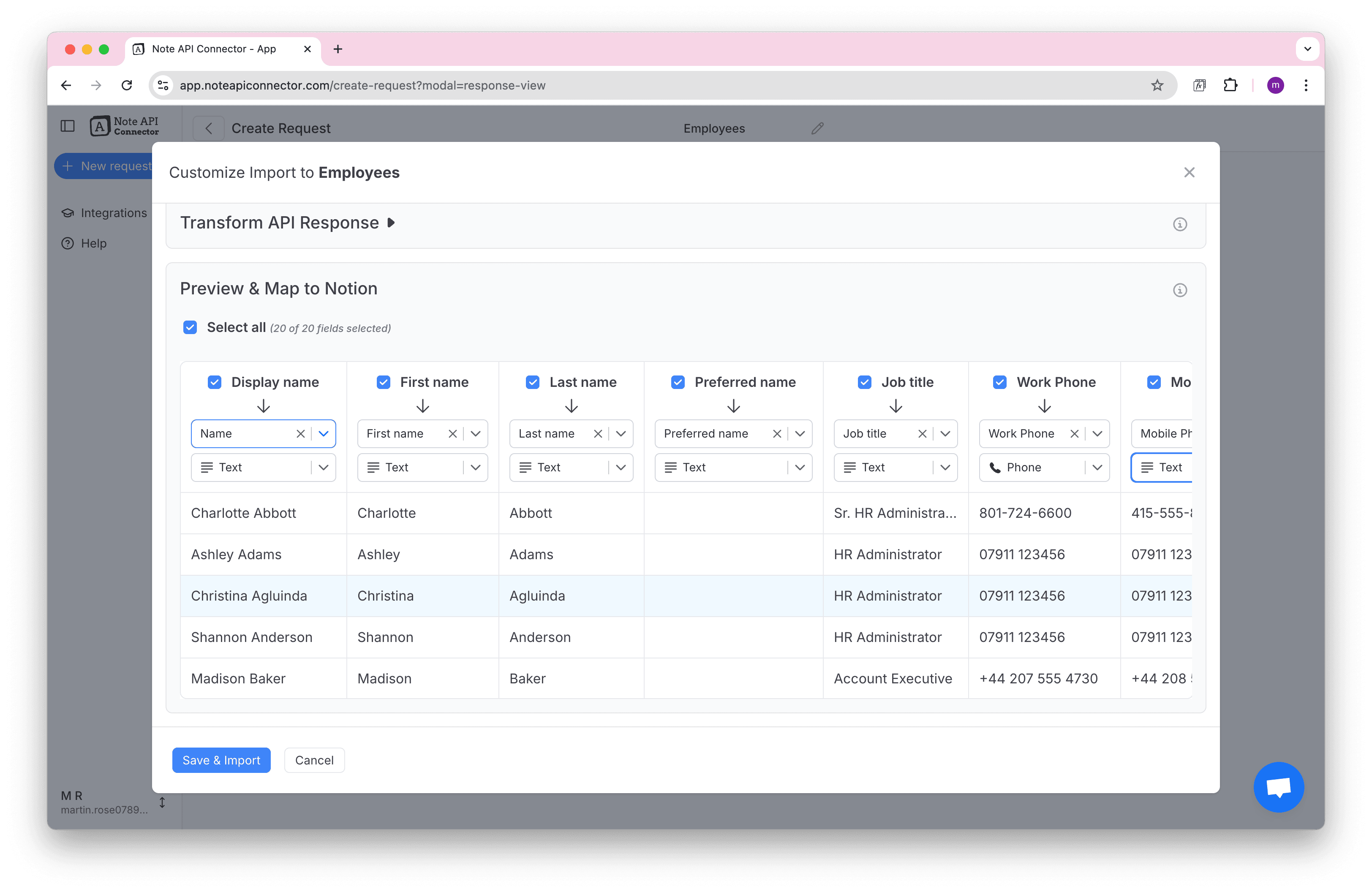 BambooHR Formatted Data Preview
