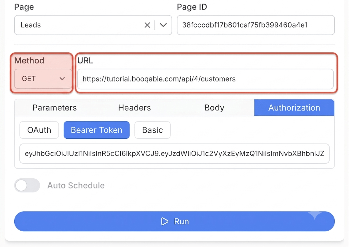 Get your Booqable API key and connect - Note API Connector screenshot