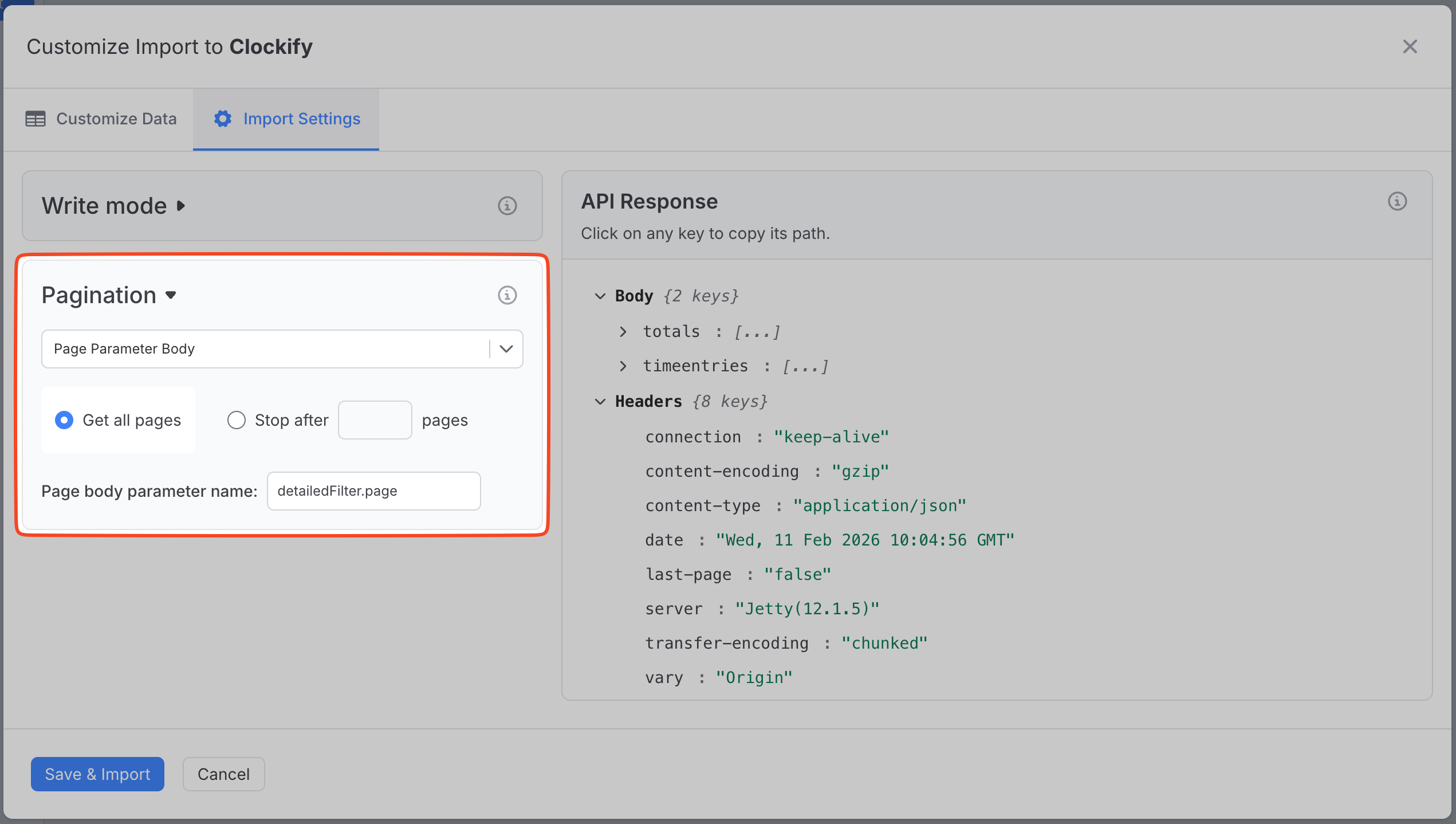 Clockify Body Pagination Setup