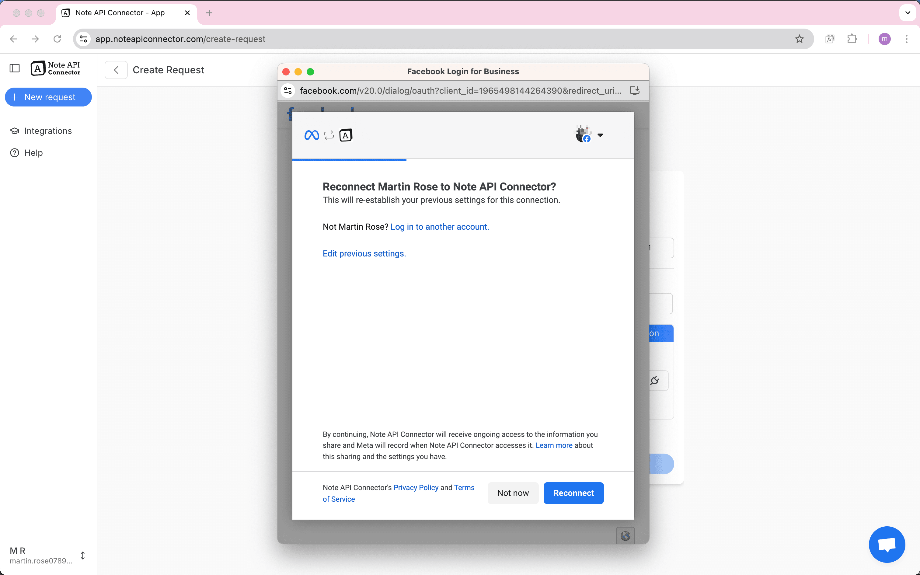 Notion Facebook Ads OAuth Popup