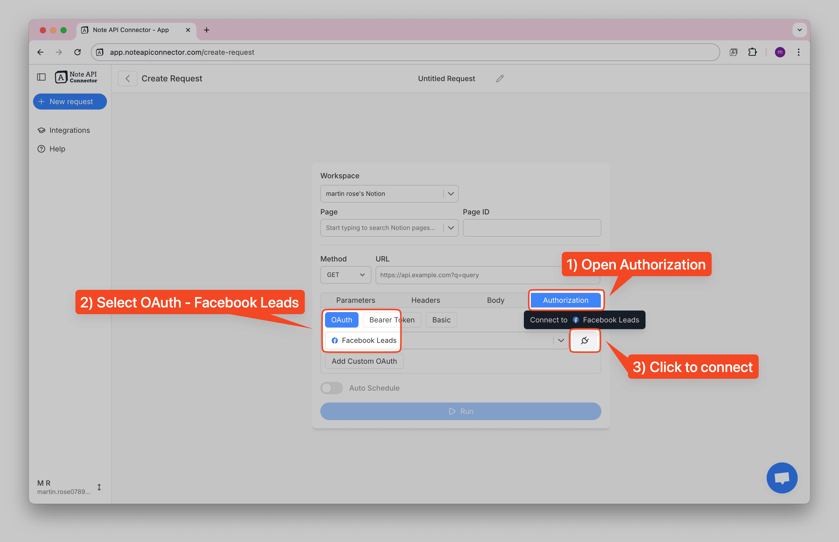 Notion Facebook Leads OAuth Connection