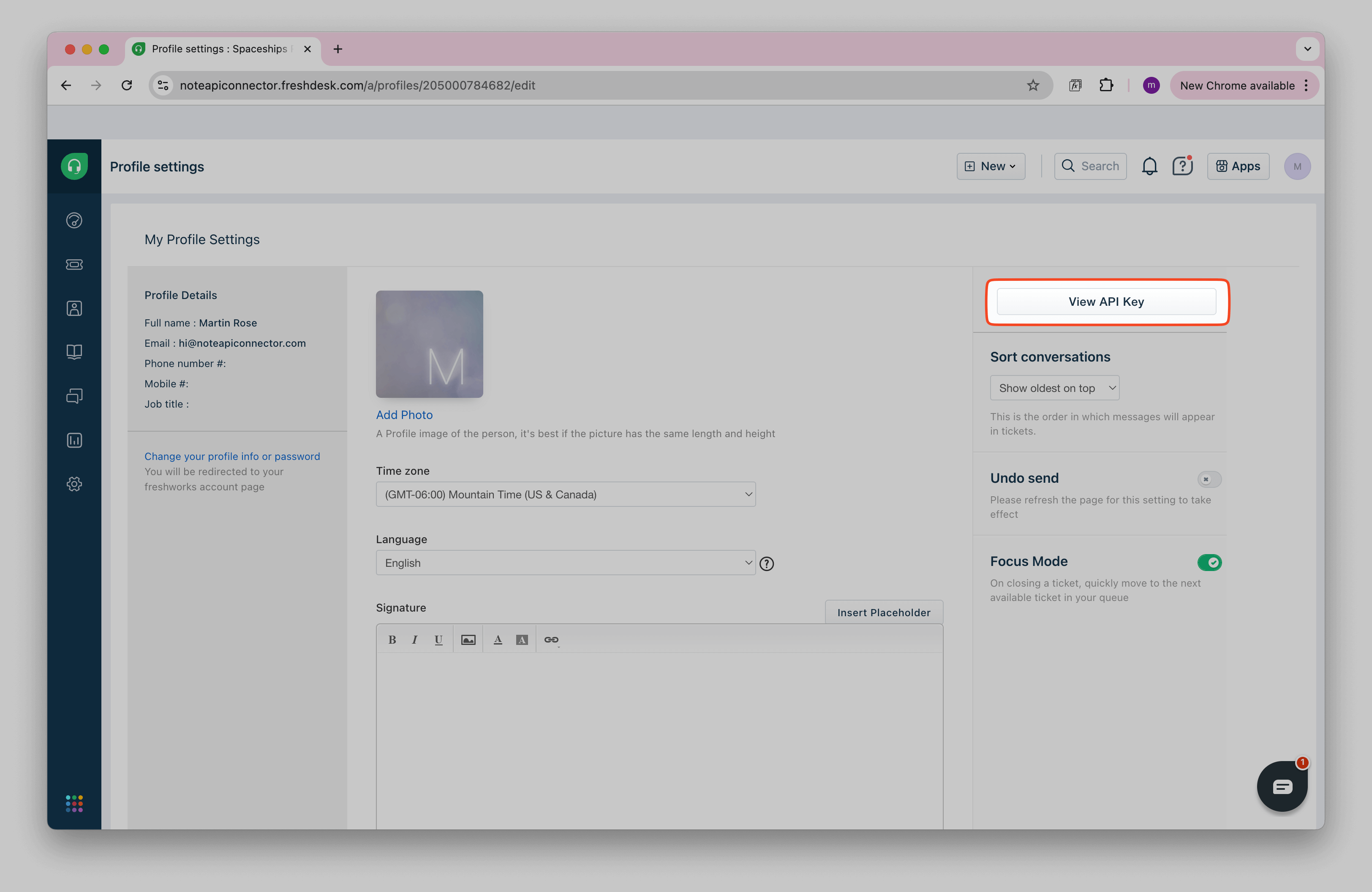 Freshdesk View API Token