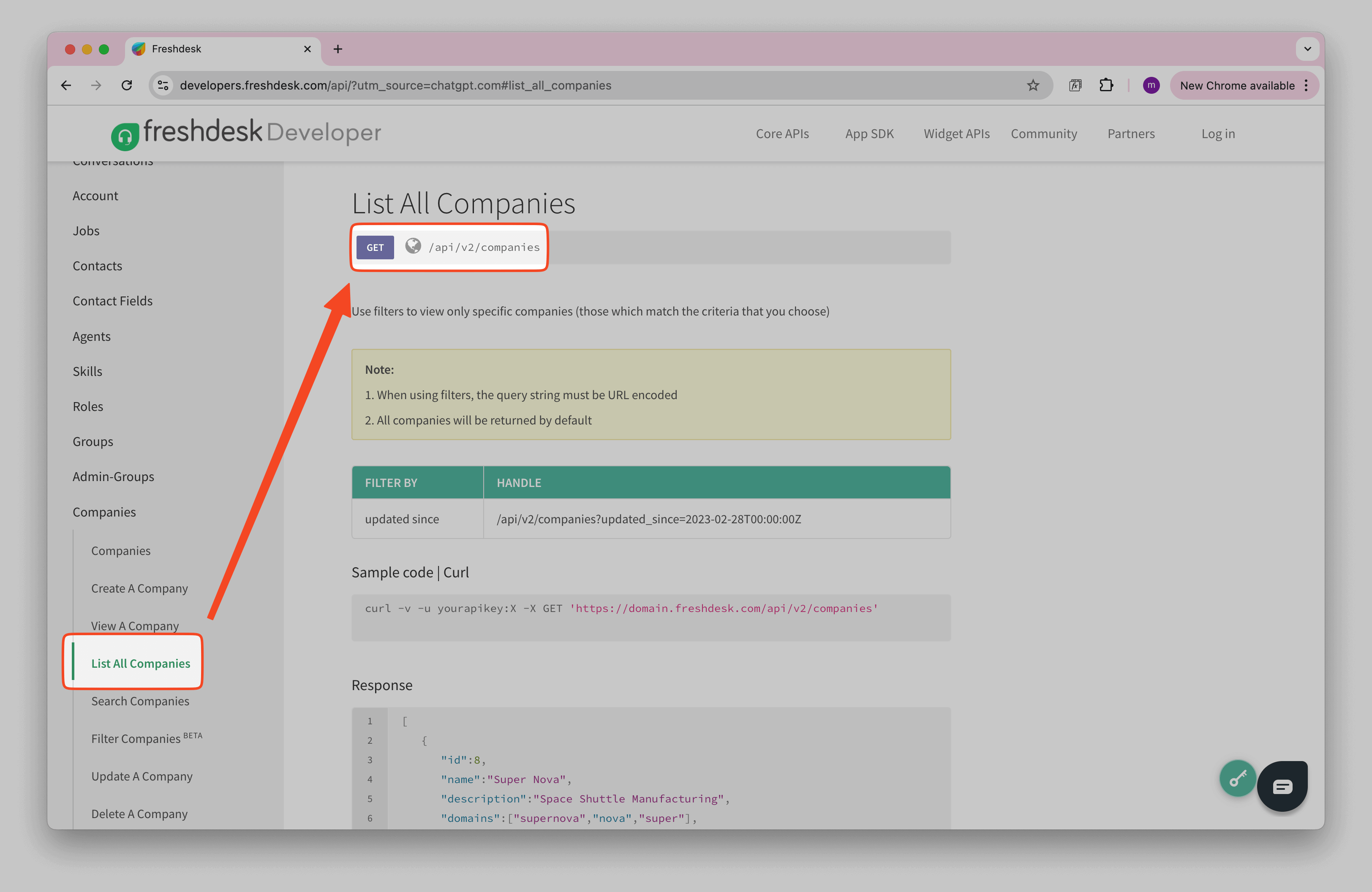 Freshdesk API Companies