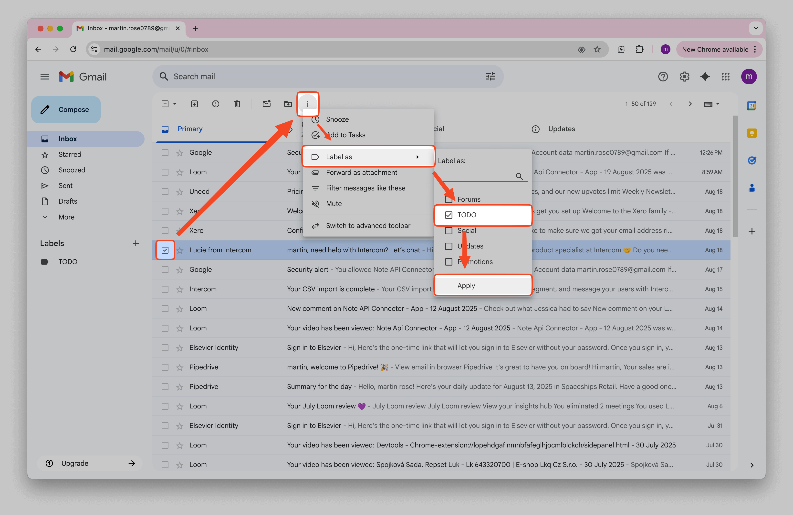 Gmail Message Assign TODO Label Gmail Message Assign TODO Label