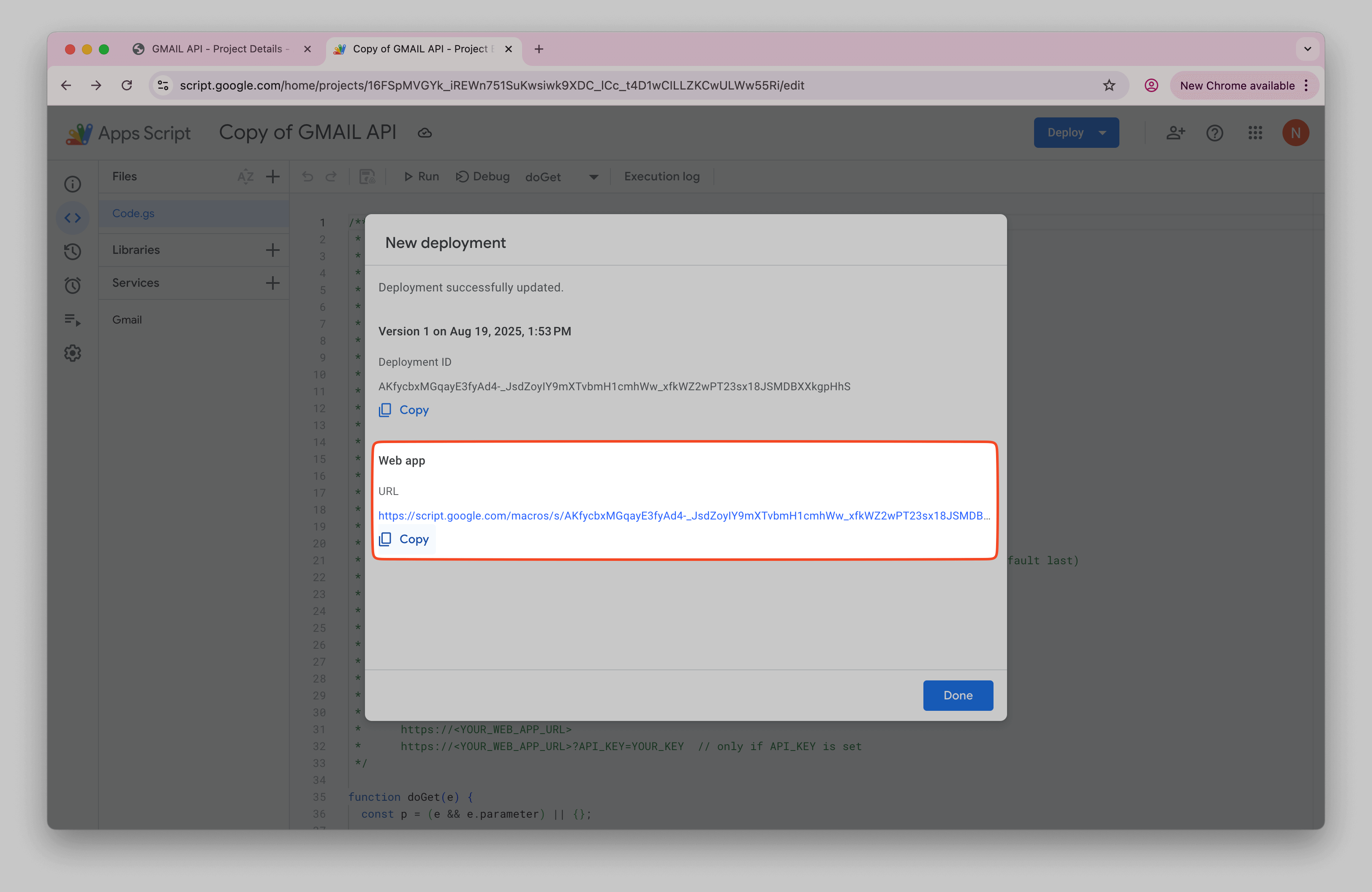 Gmail Apps Script Web URL Gmail Apps Script Web URL
