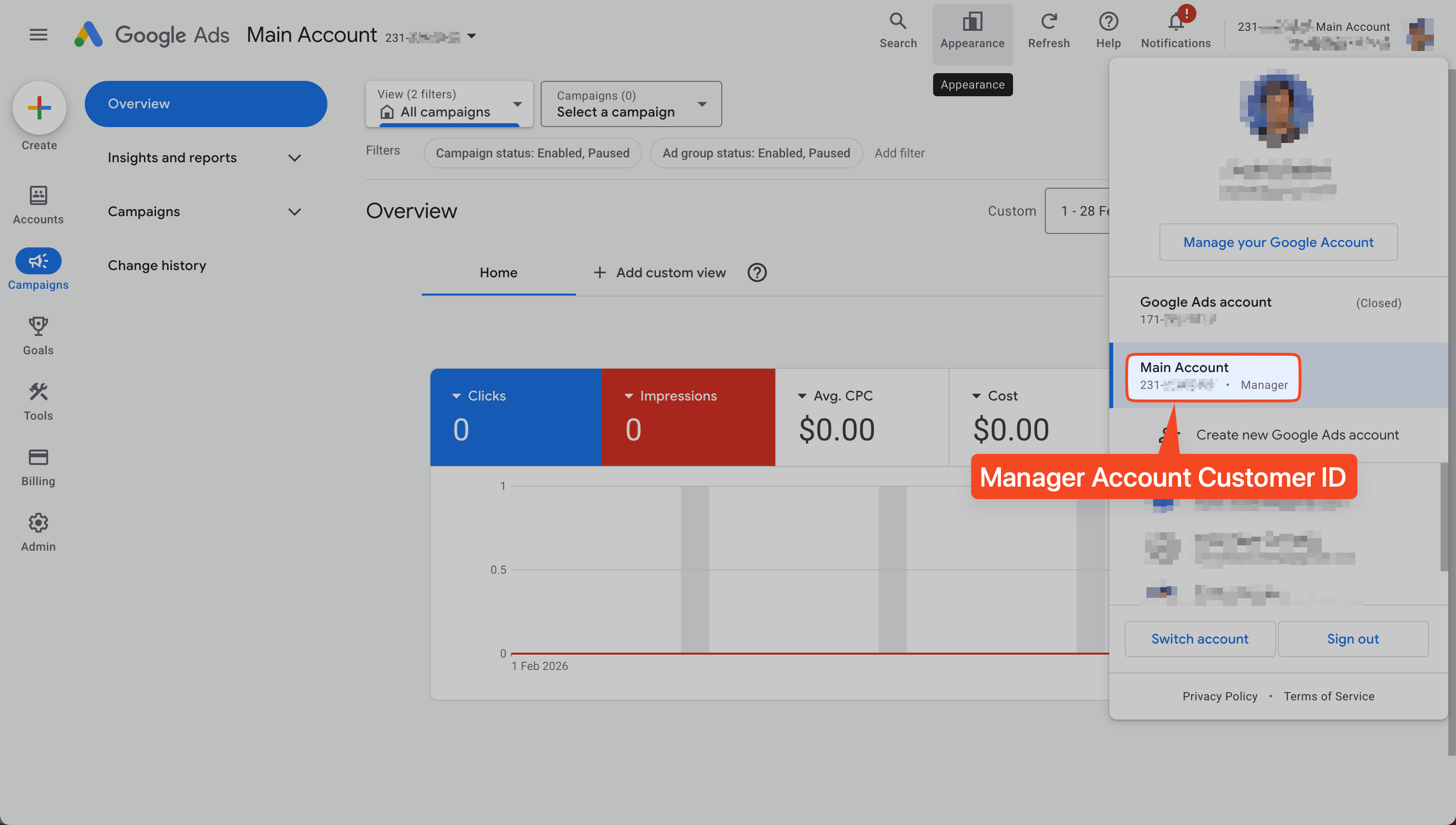 Google Ads Manager Account