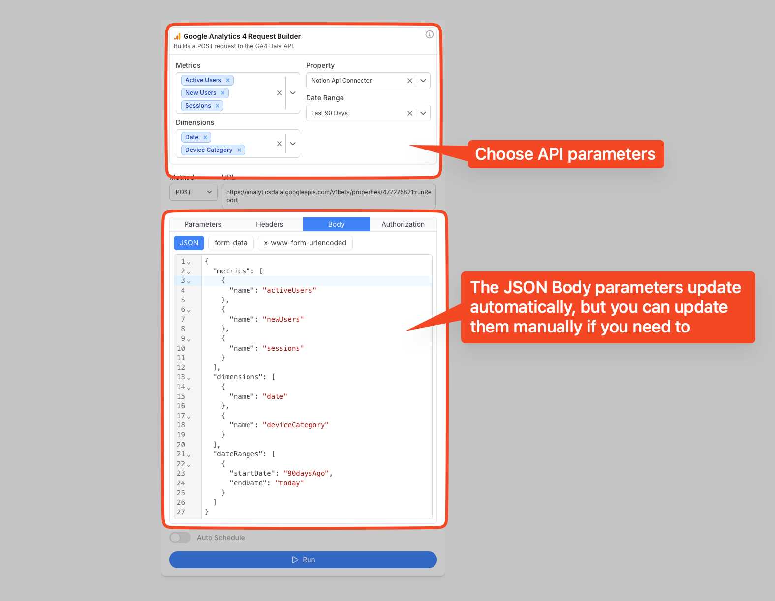 Google Analytics 4 Request Builder