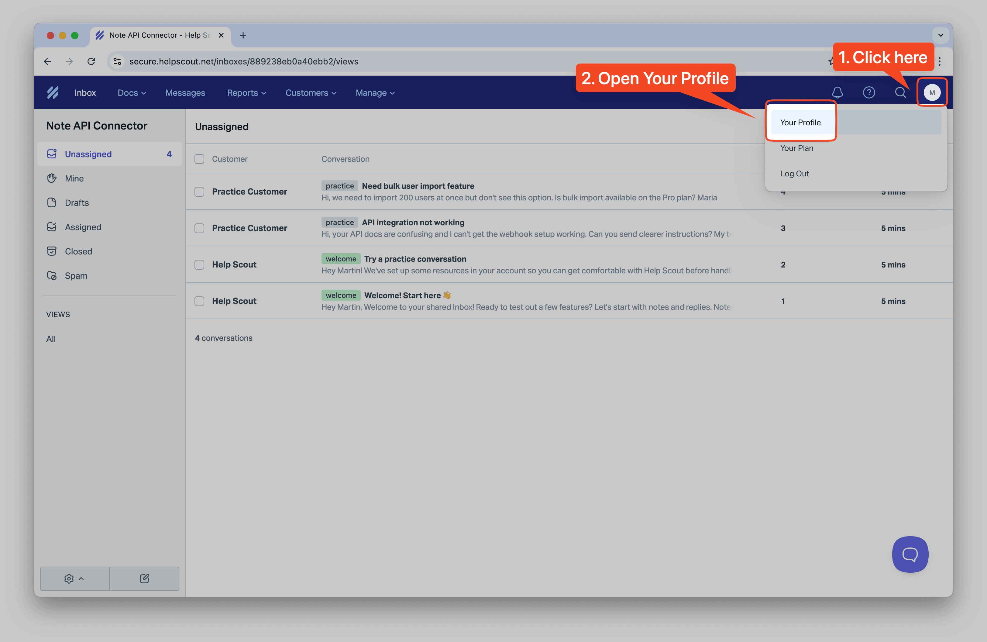 HelpScout Profile Menu HelpScout Profile Menu
