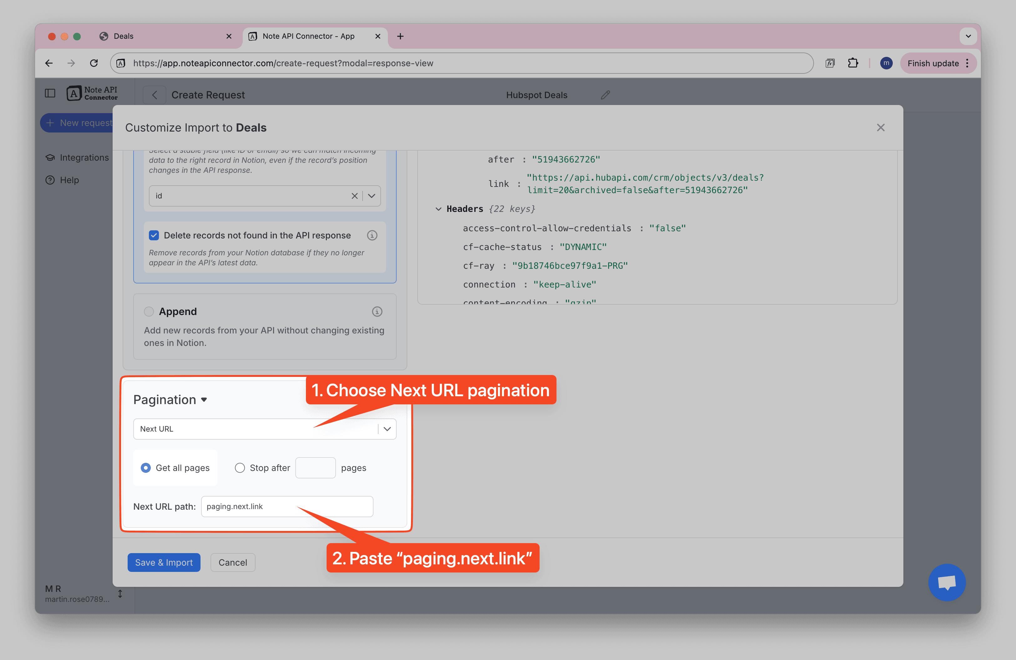 HubSpot Notion Pagination