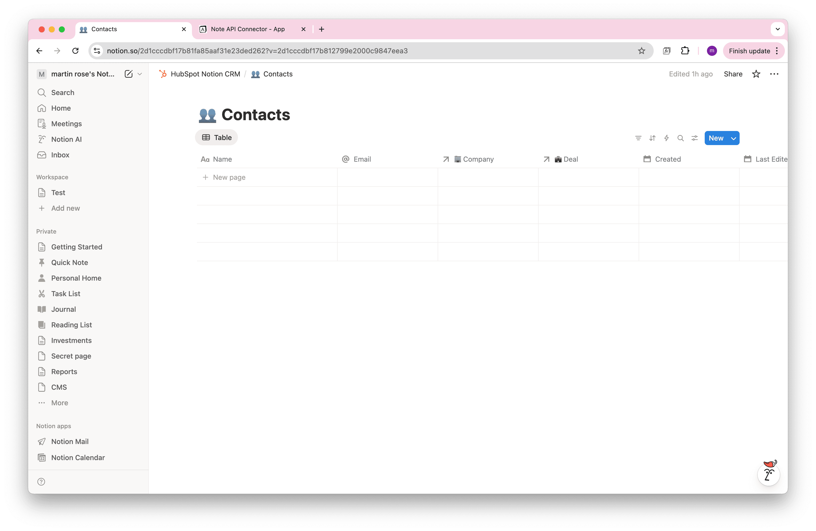 HubSpot Contacts in Notion