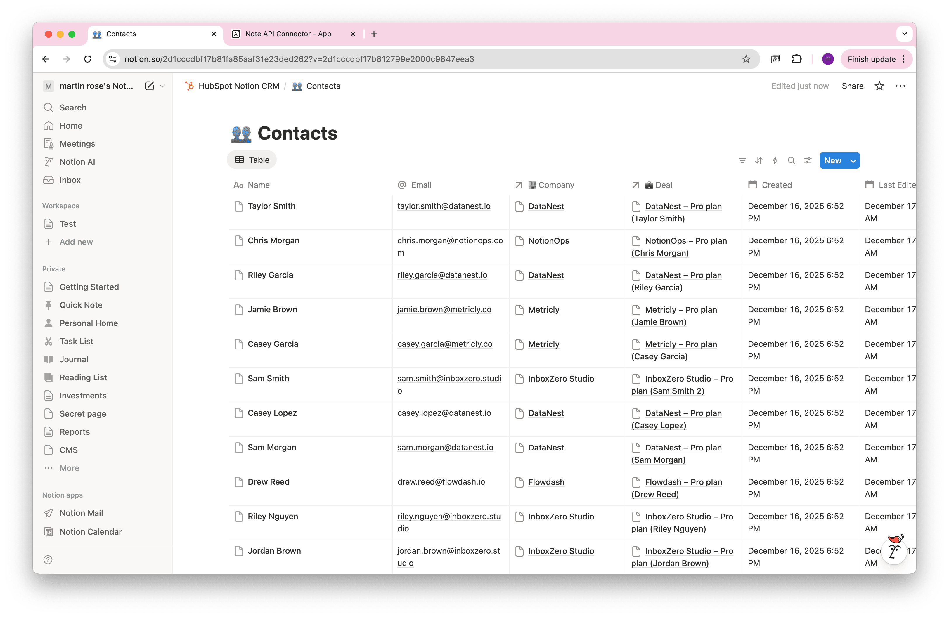 HubSpot Notion CRM with Linked Records