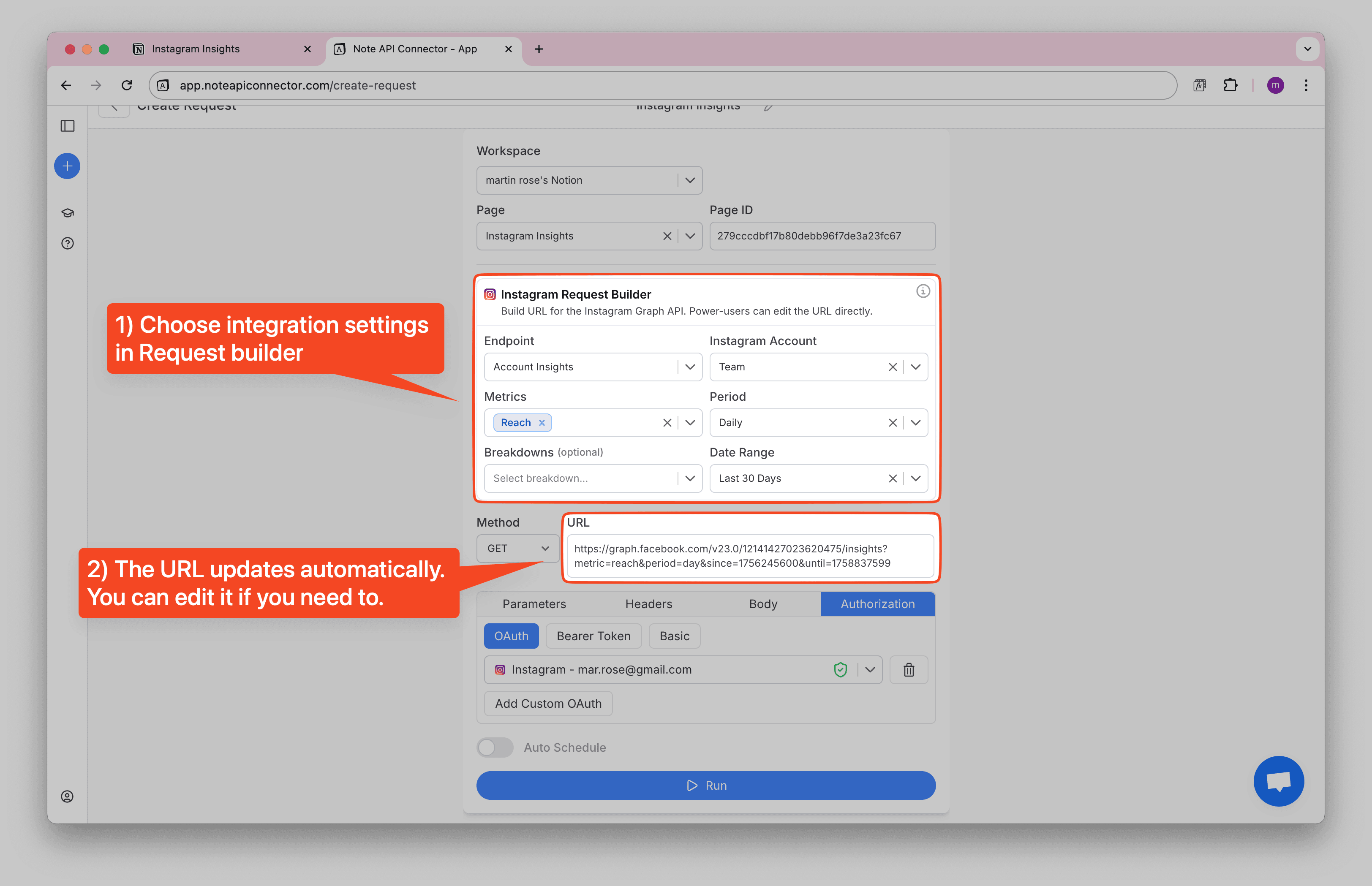 Instagram Request Builder Instagram Request Builder