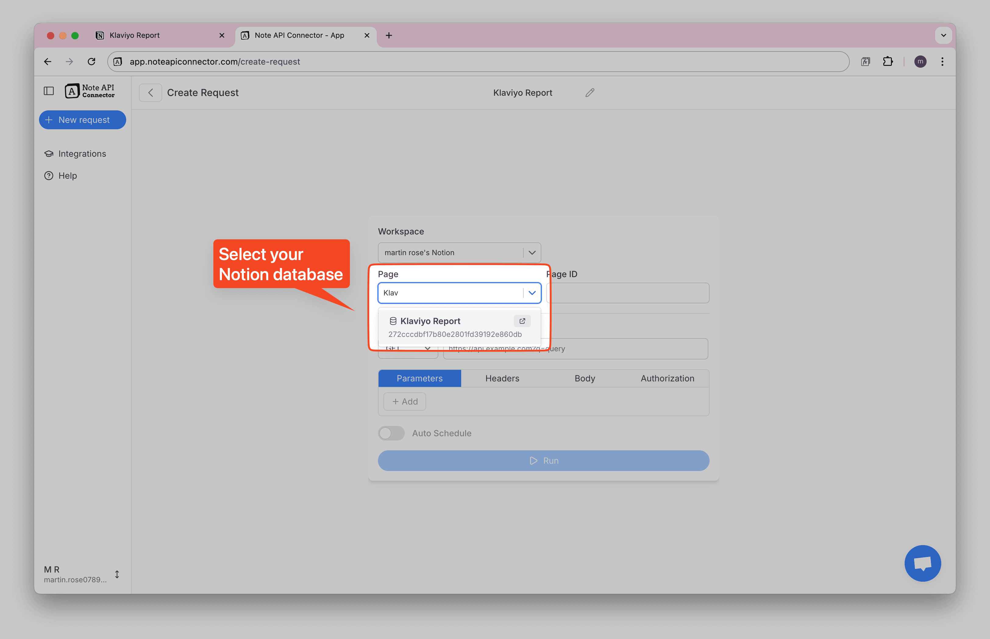Klaviyo Notion Database Import Setup