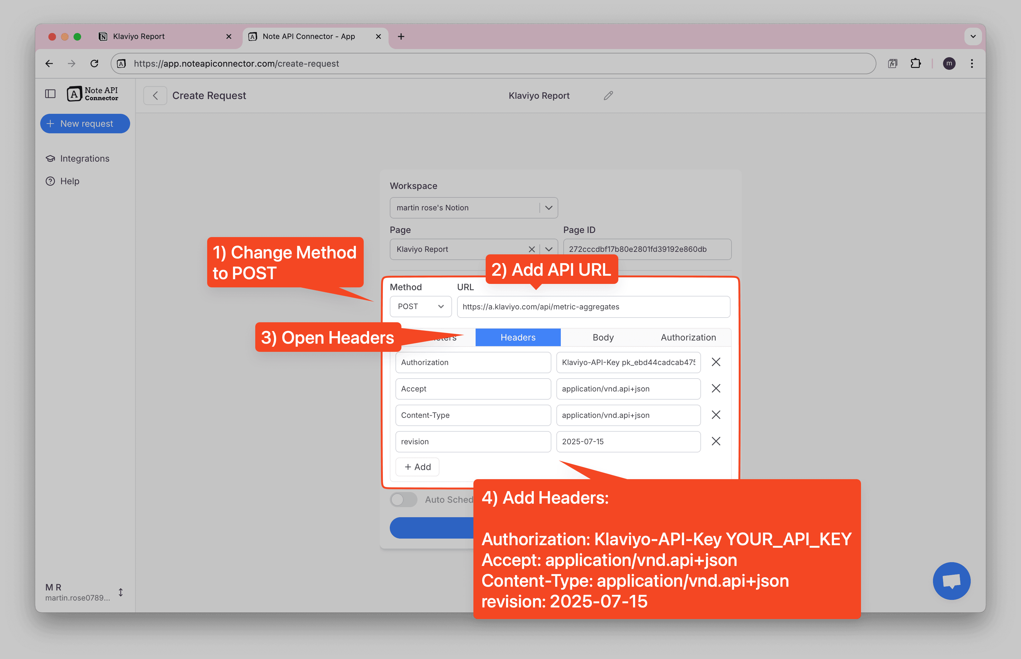 Configure Klaviyo API Key Authentication