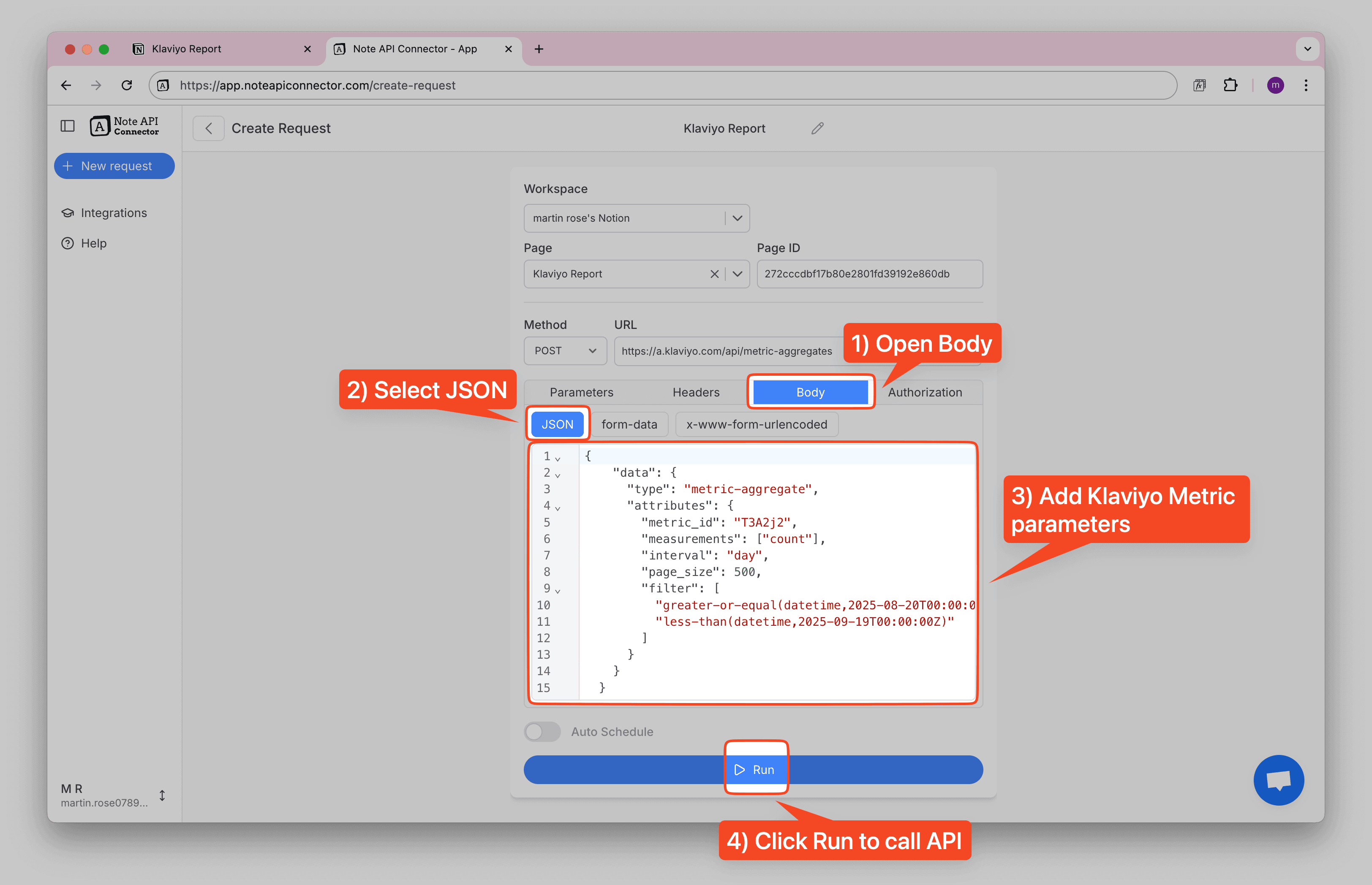 Run Klaviyo Integration Test