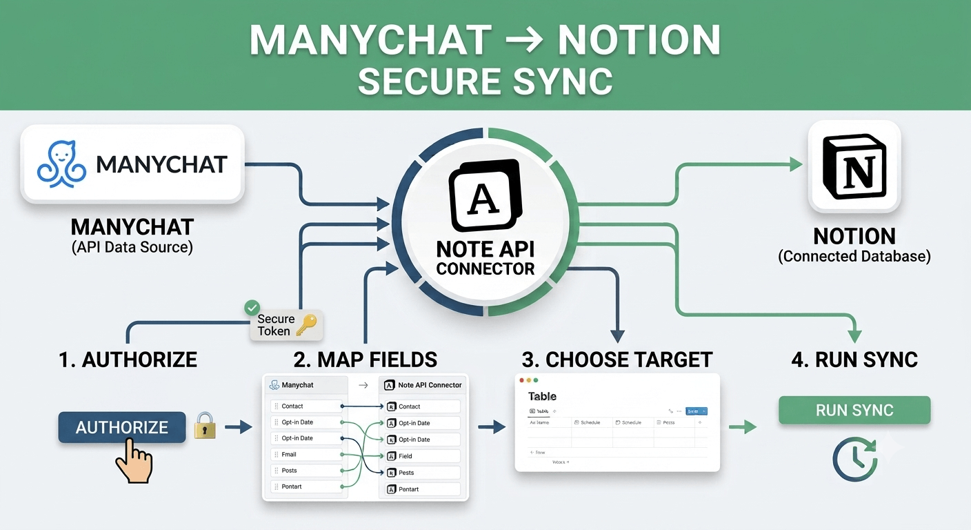 ManyChat Notion Integration: Sync Tags, Custom Fields, and Flows into Notion hero
