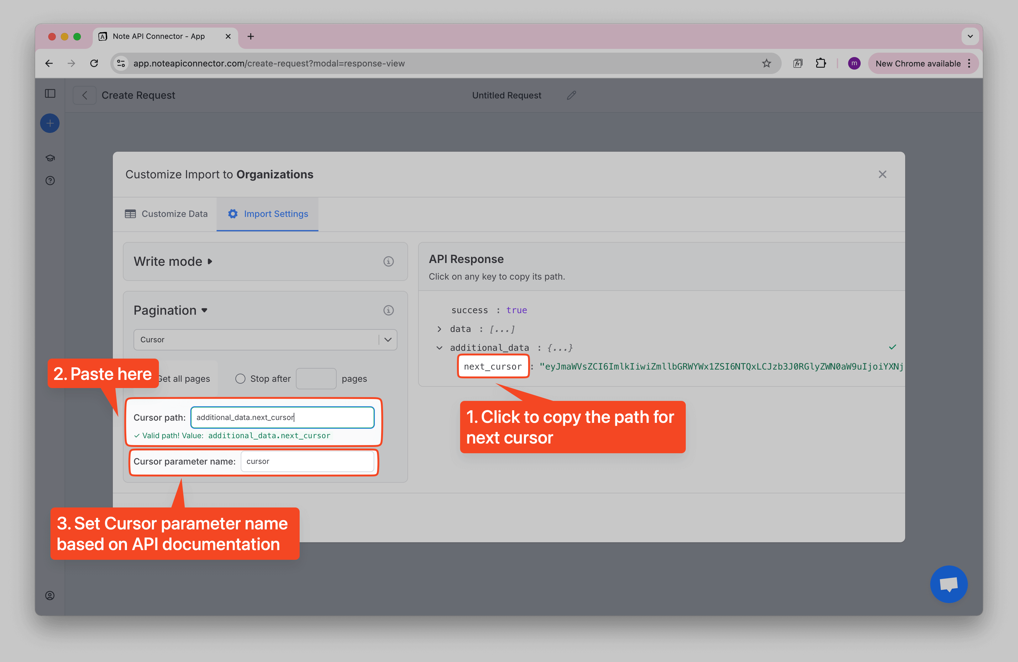 Cursor Paging in Note API Connector