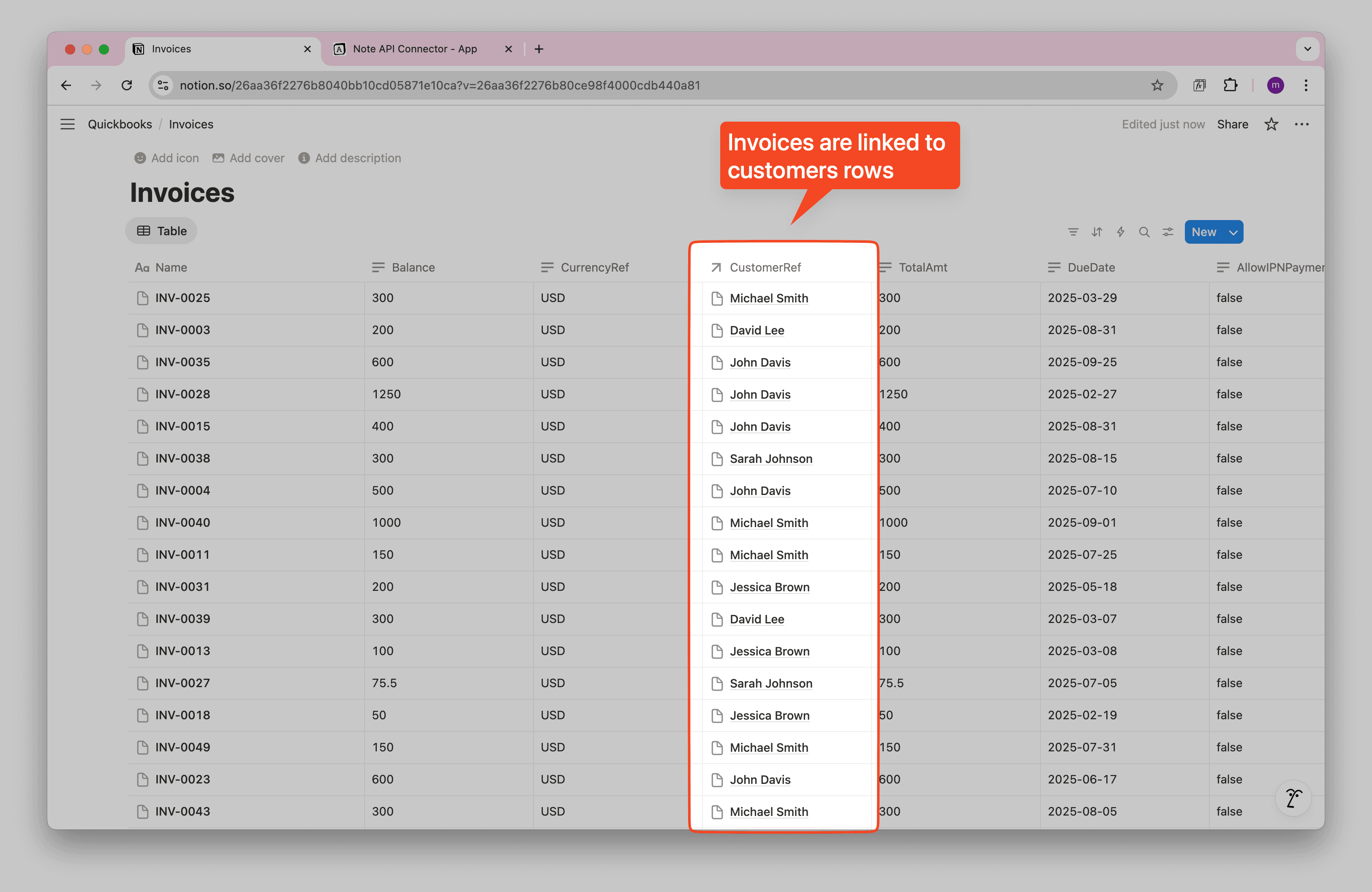 Final Notion QuickBooks Integration with synced customers and invoices Final Notion QuickBooks Integration with synced customers and invoices