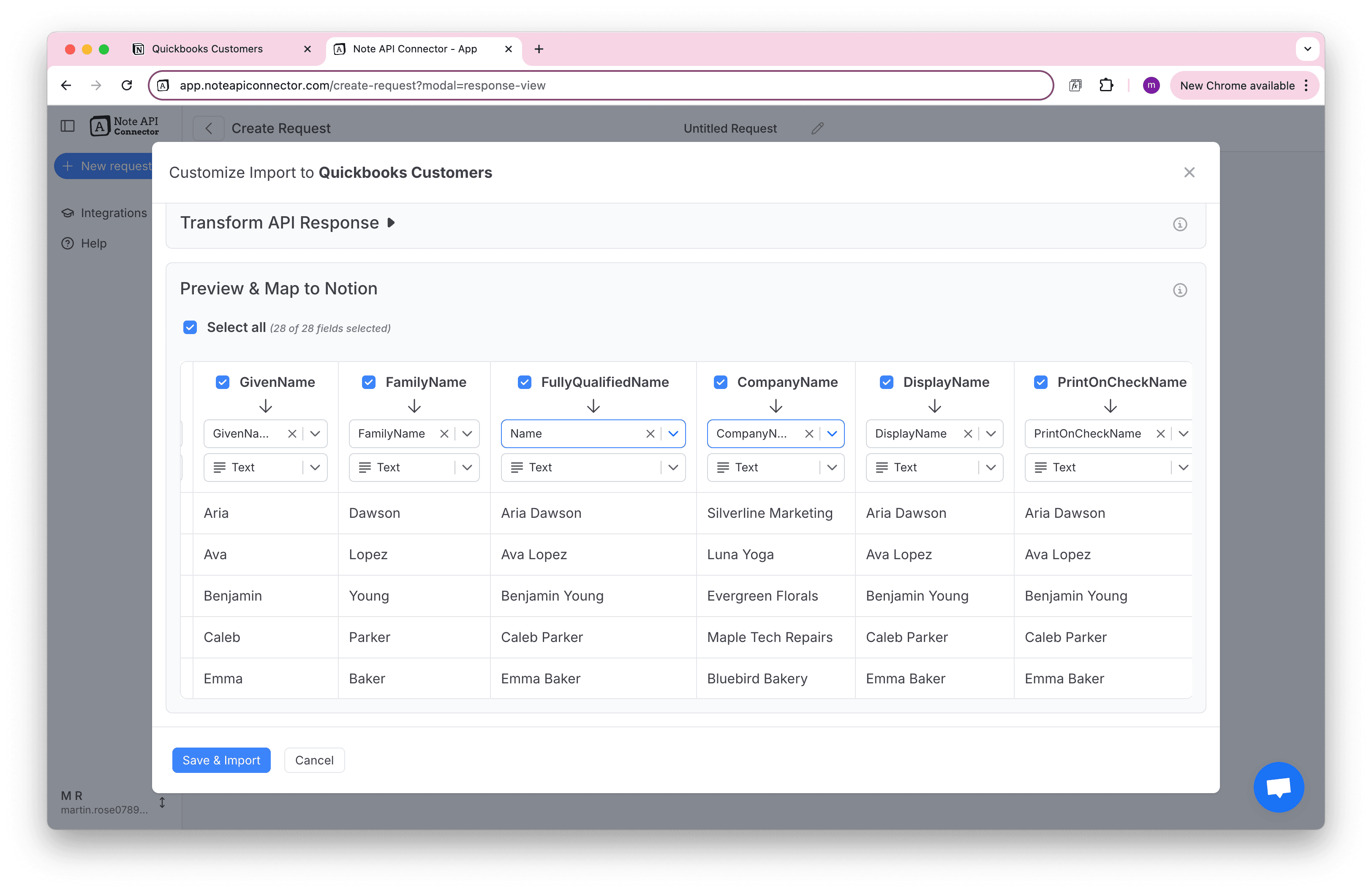 QuickBooks Customer Data Preview QuickBooks Customer Data Preview