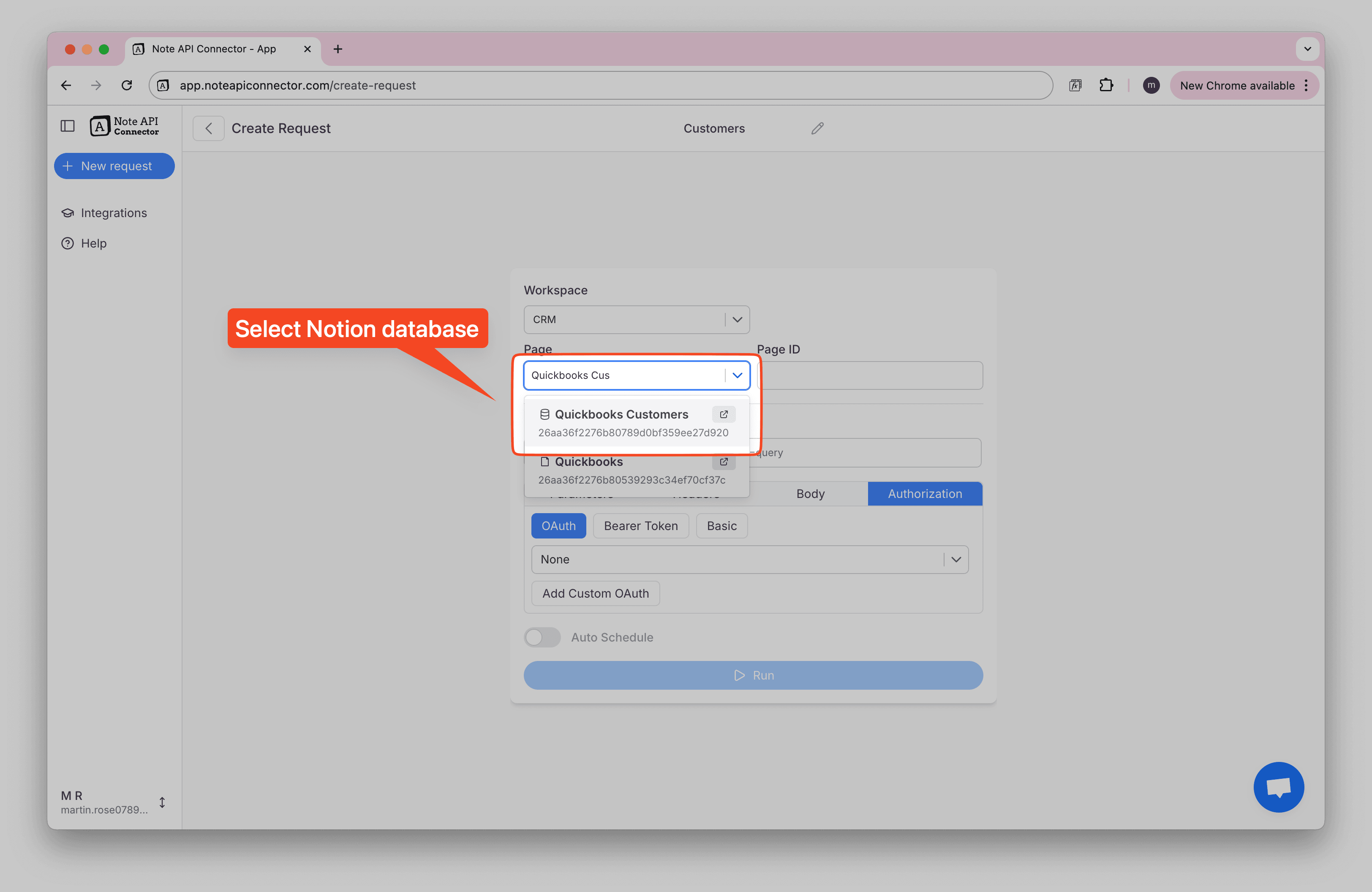 Select Notion Database for QuickBooks Customers Select Notion Database for QuickBooks Customers