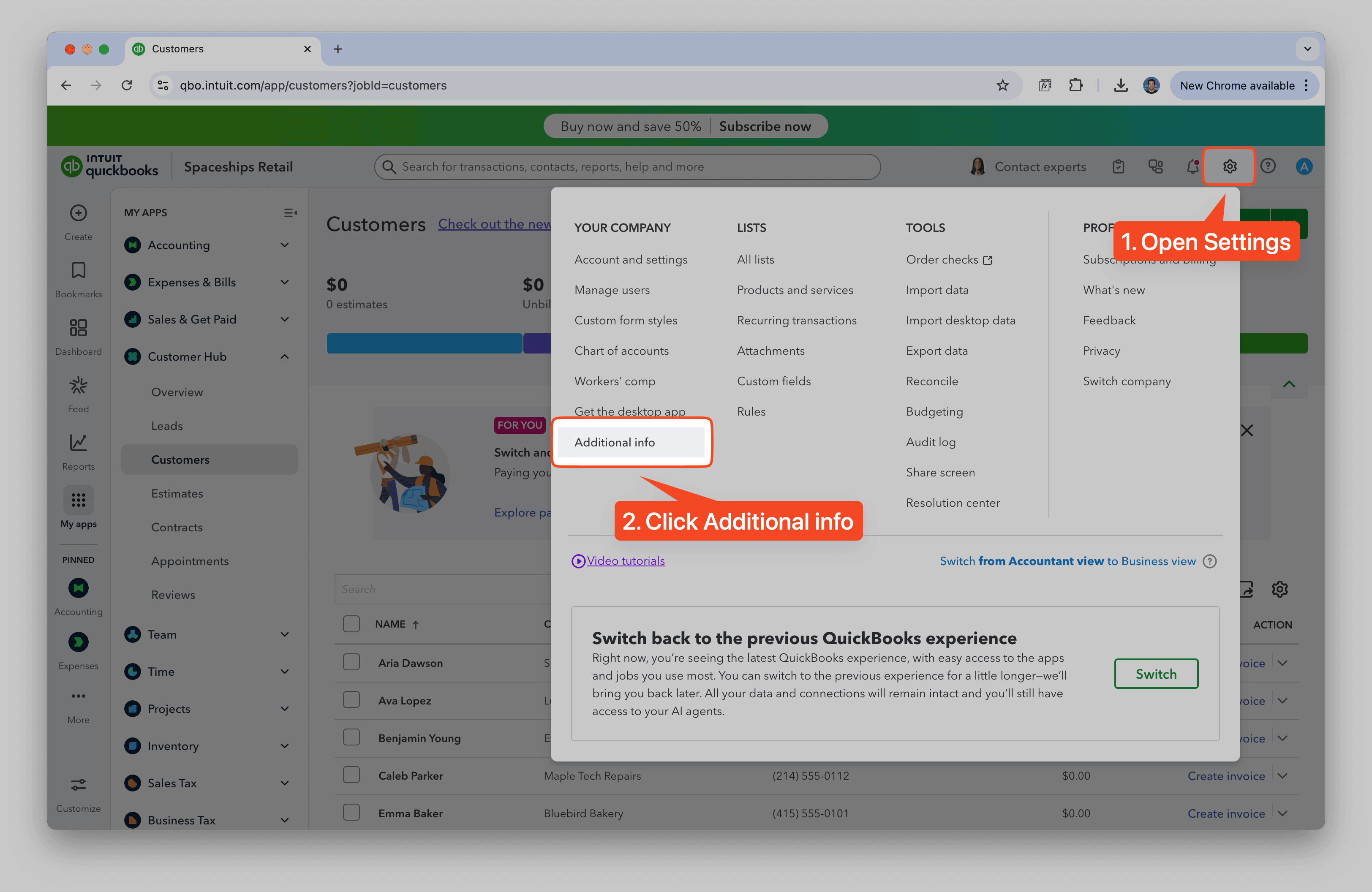 QuickBooks Settings - Additional Info QuickBooks Settings - Additional Info