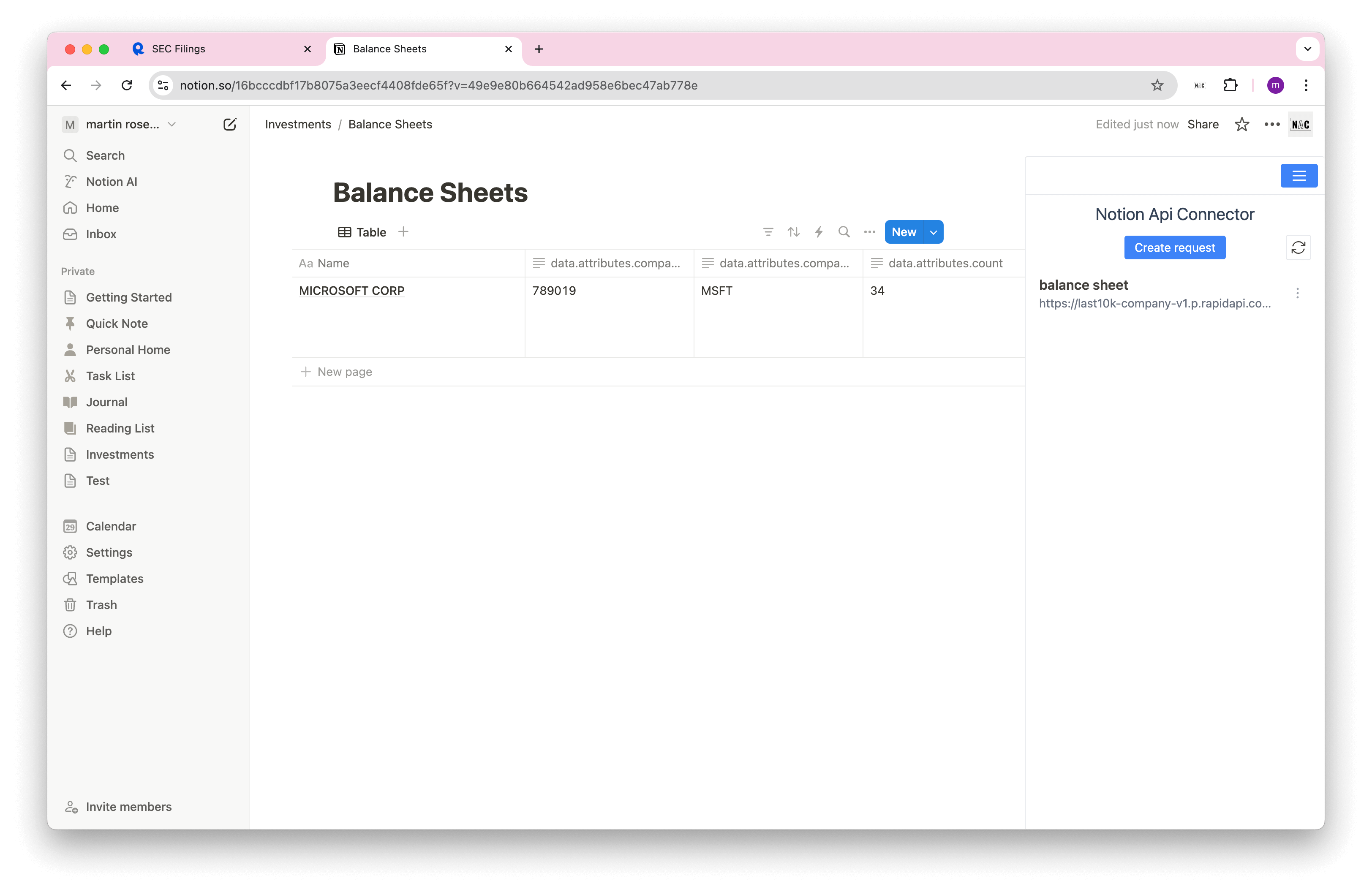 Notion import finance data