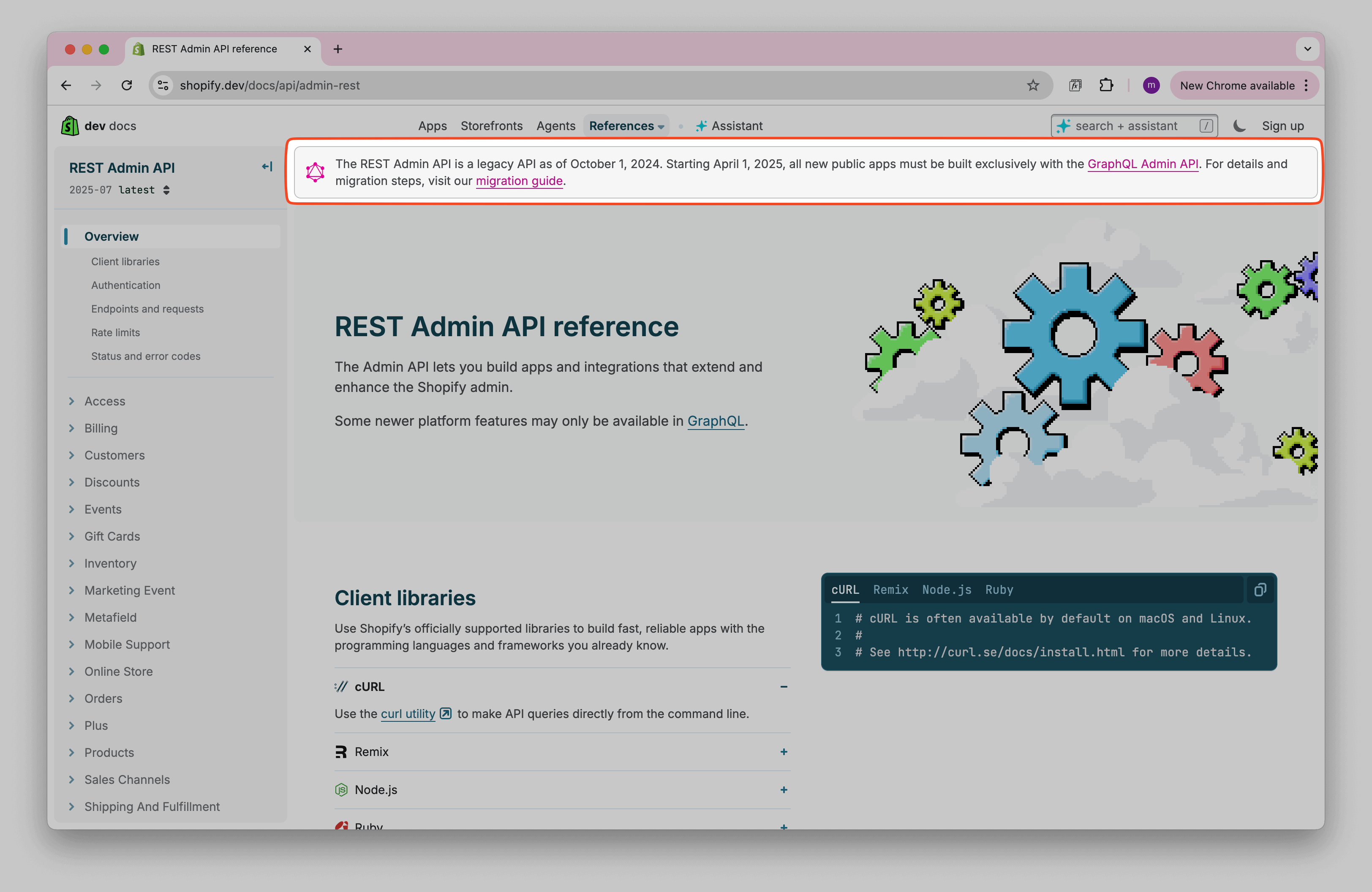 Shopify API Warning