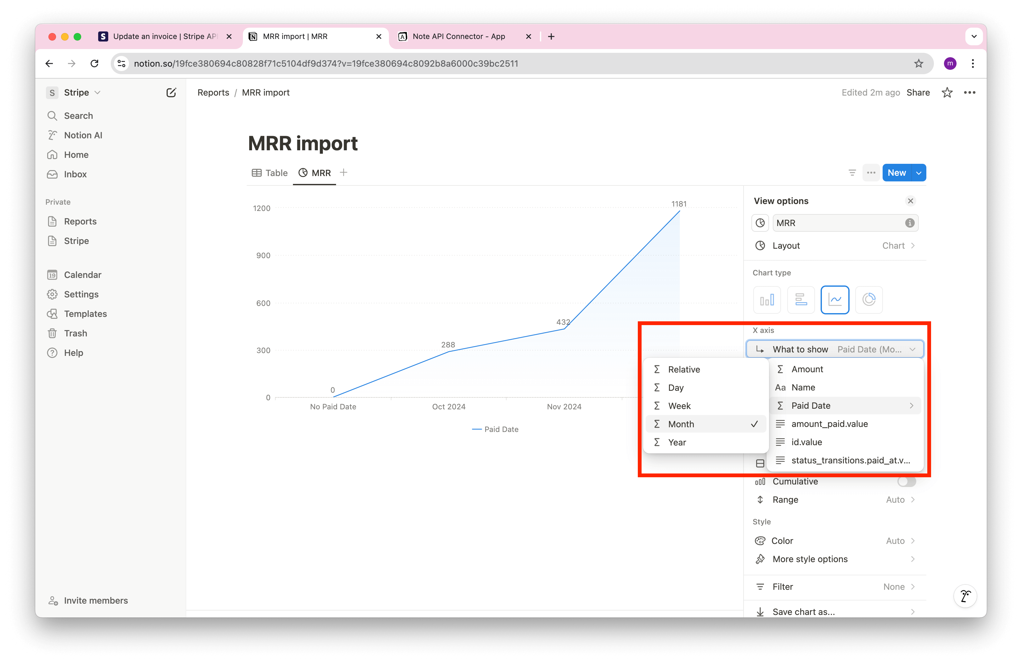 Notion MRR Chart X axis