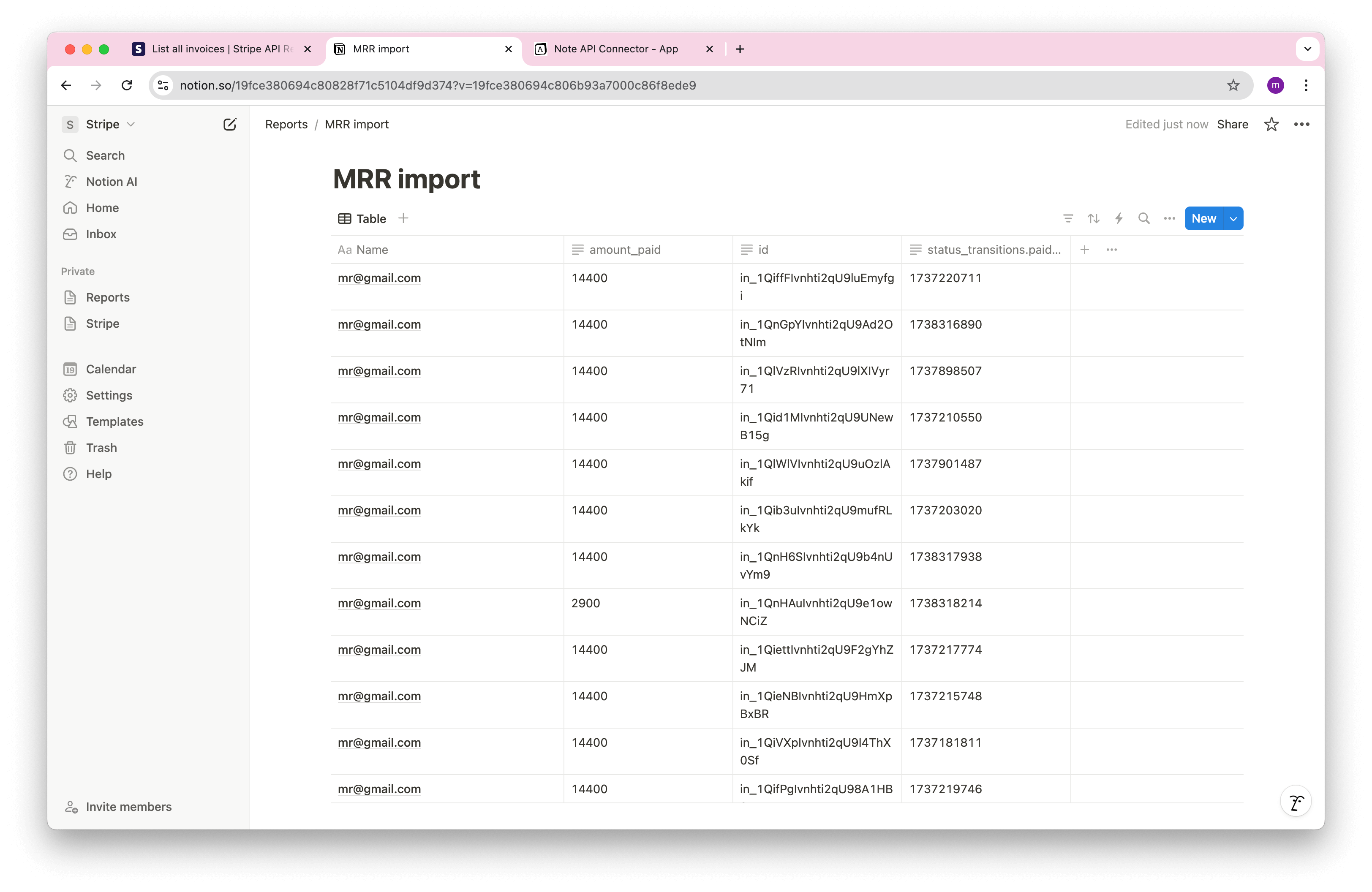 Notion MRR Imported Data