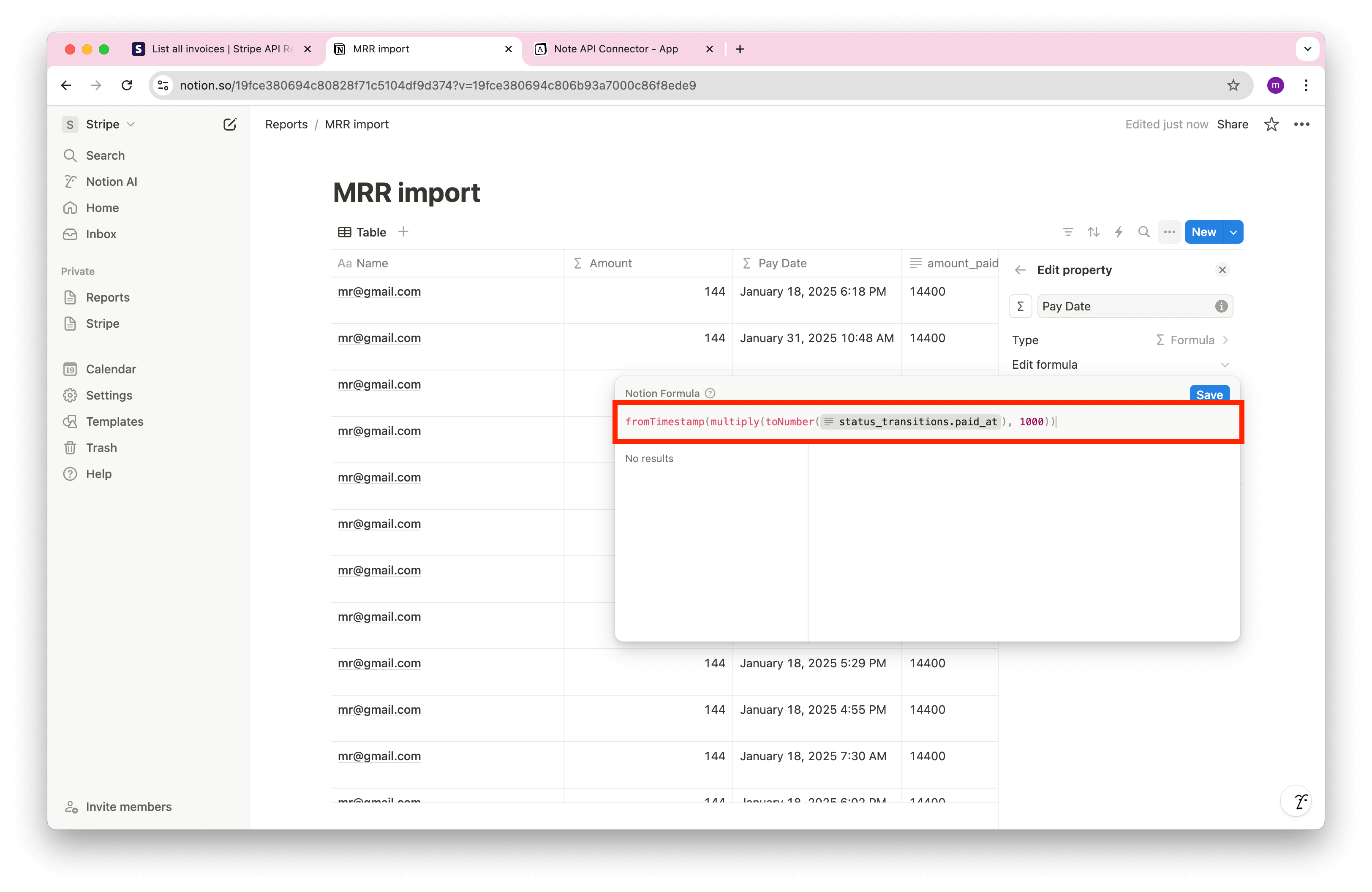 Notion unix to date formula