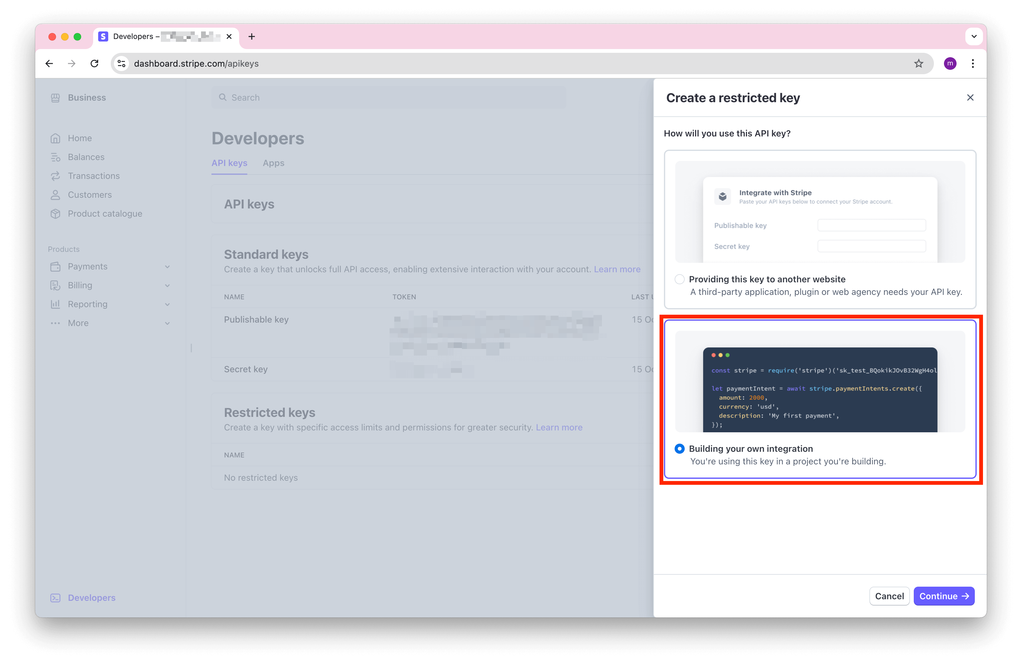 Stripe building integration