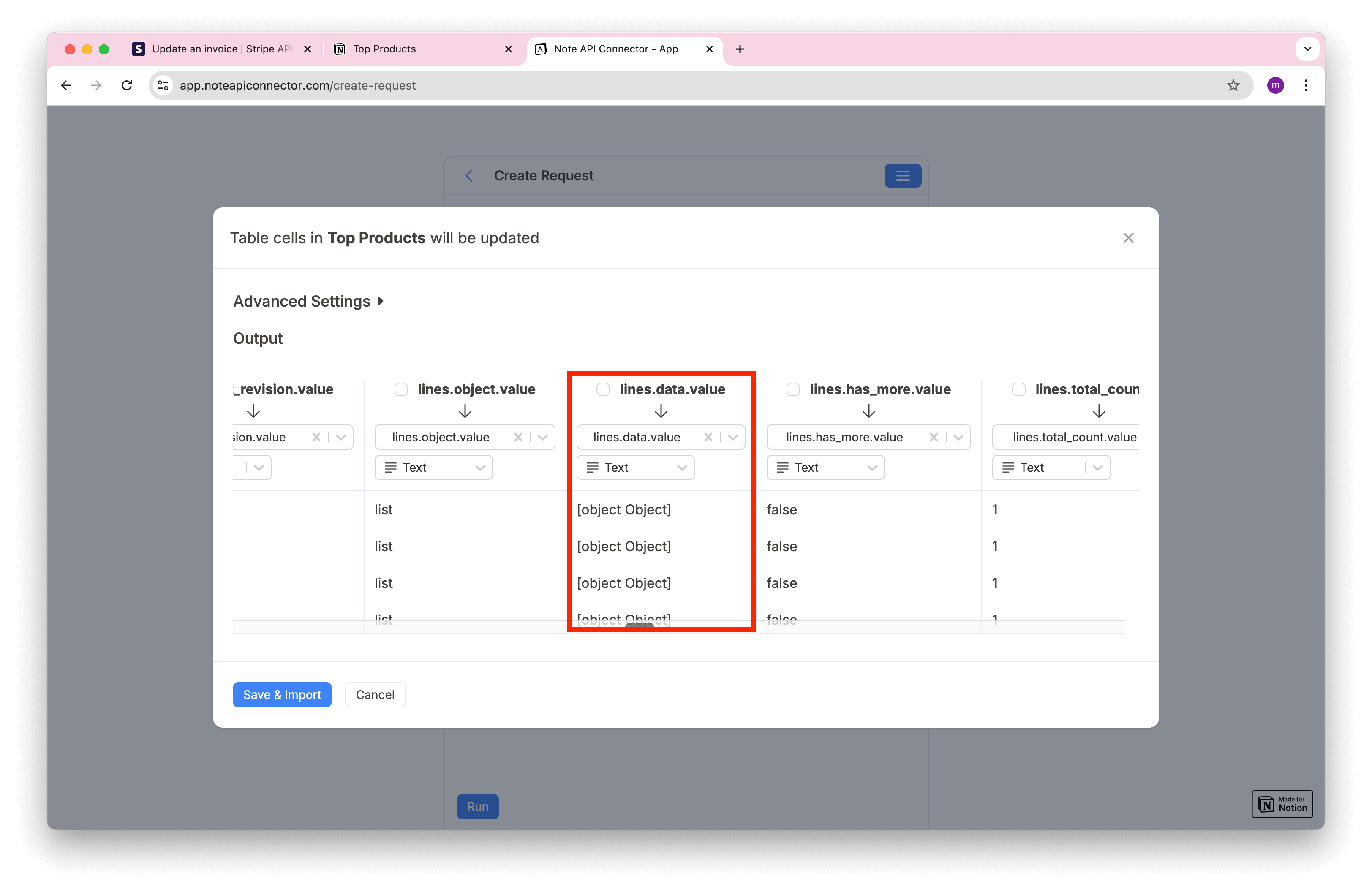 Stripe lines data