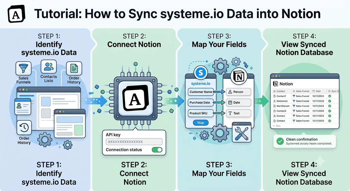 systeme.io Notion Integration: Sync Contacts, Tags, and Newsletters into Notion