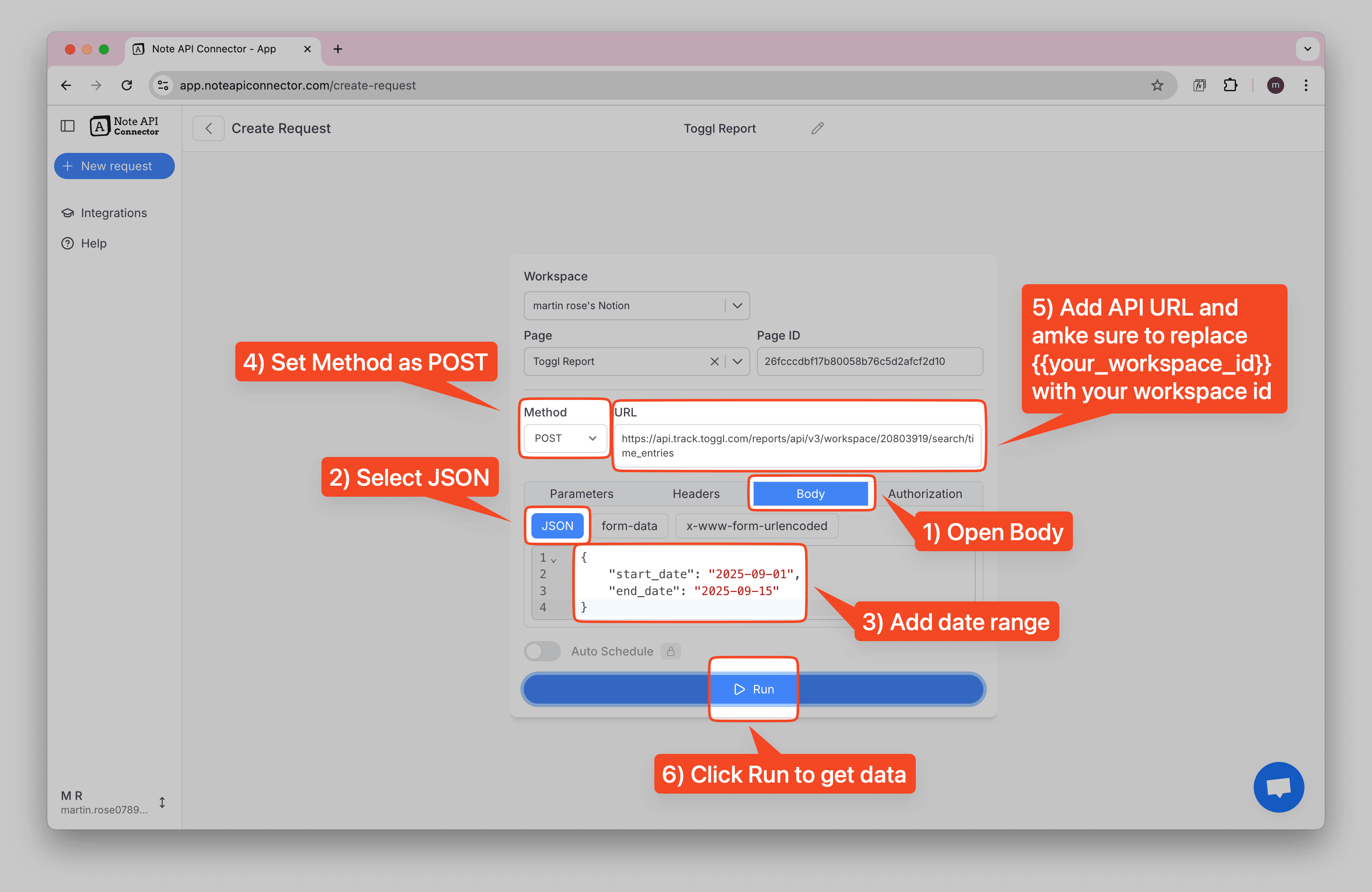 Run Toggl Integration Test