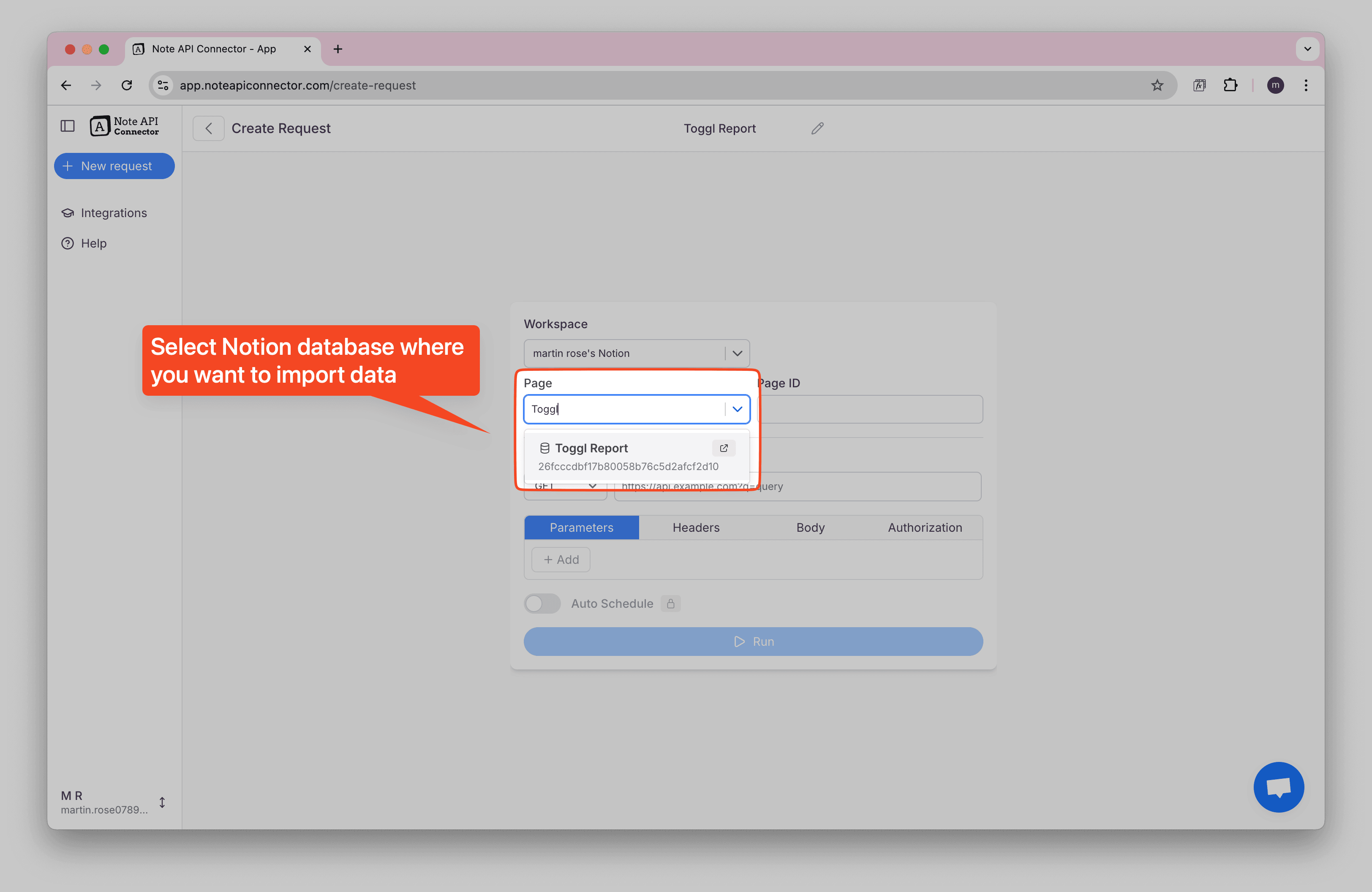Toggl Notion Database Properties