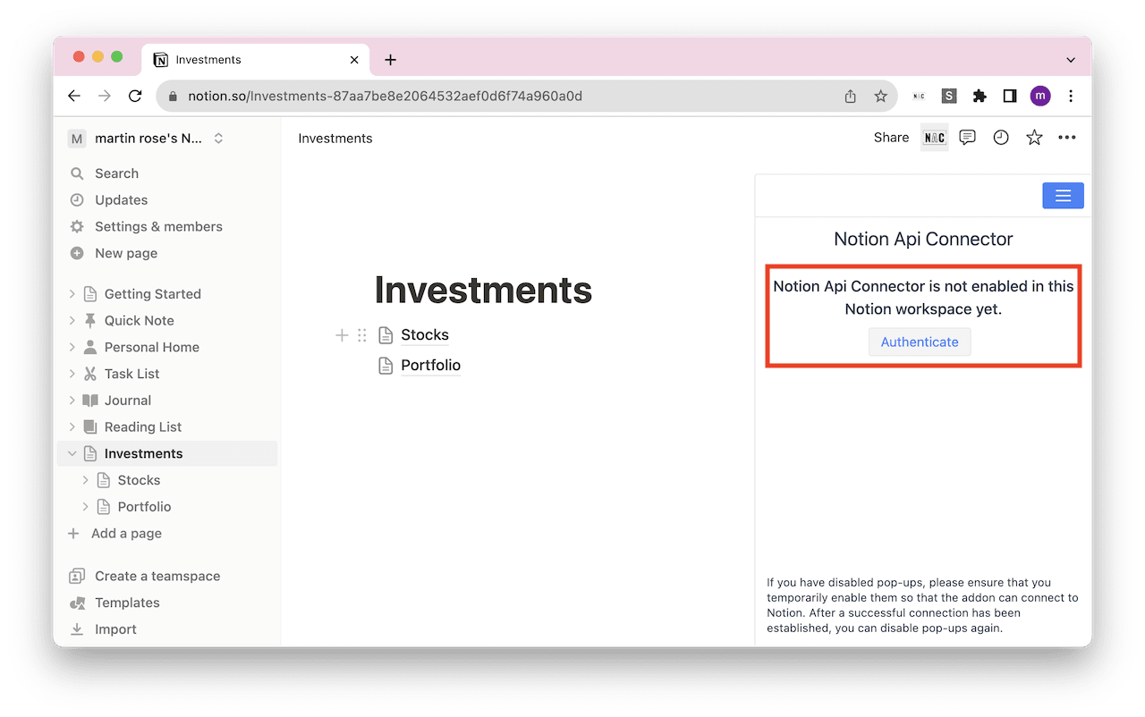 Note Api Connector Authenticate