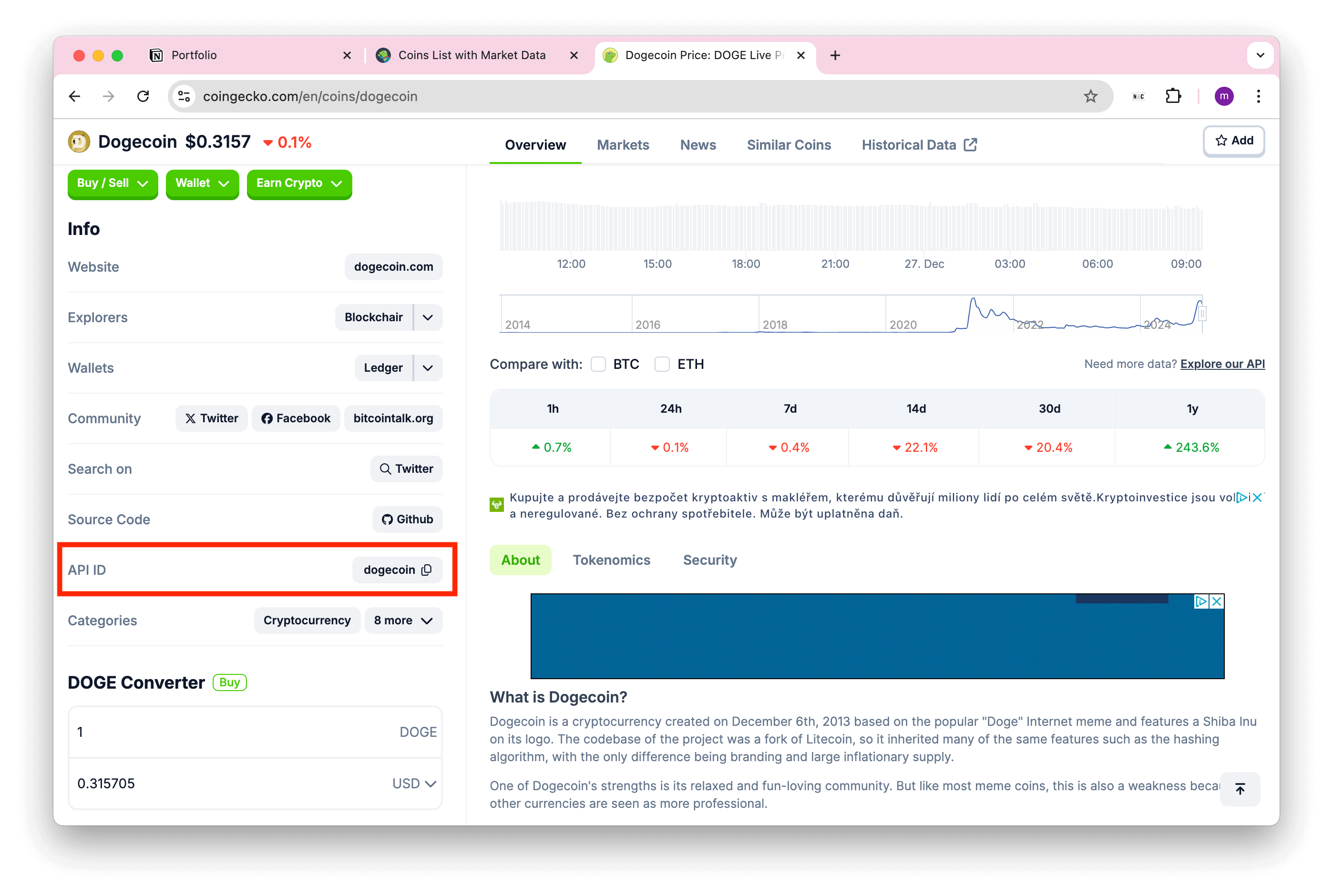 Coingecko coin id