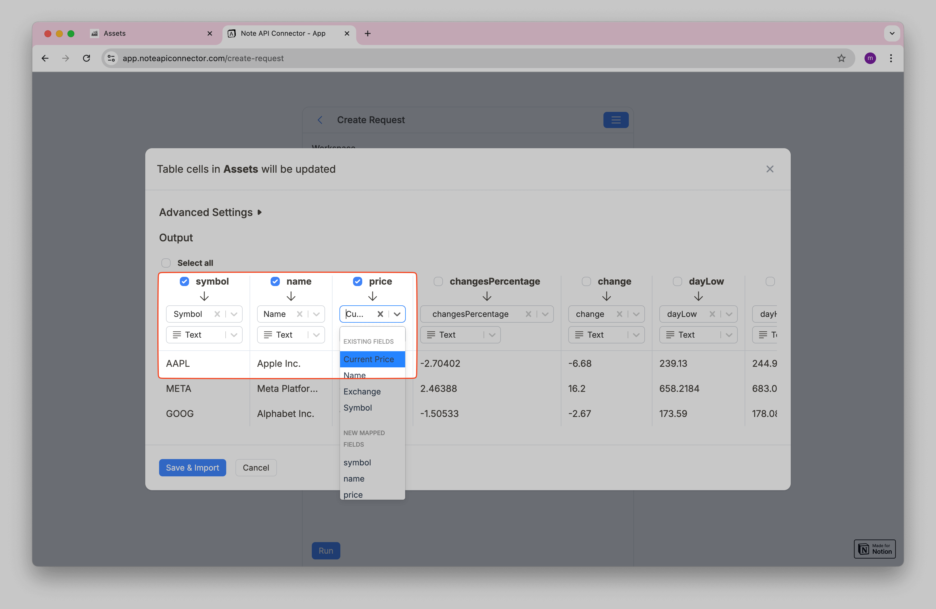 Note Api Connector Mapping API