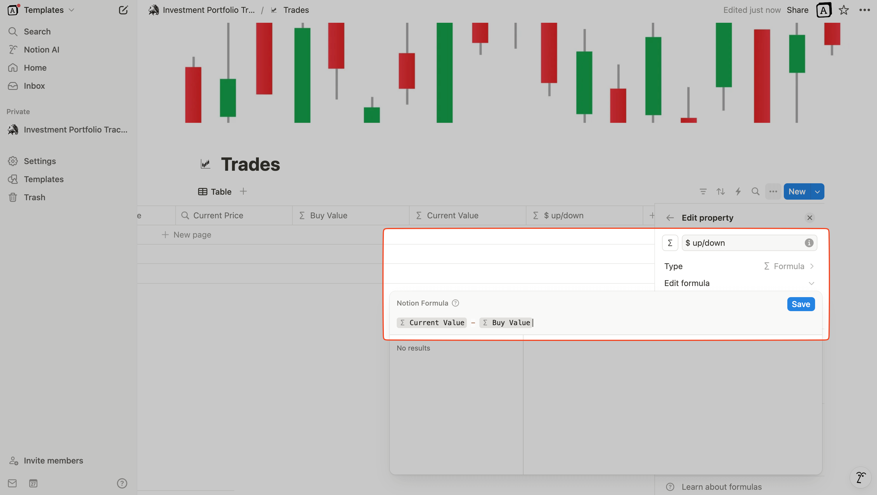 Portfolio up/down currency