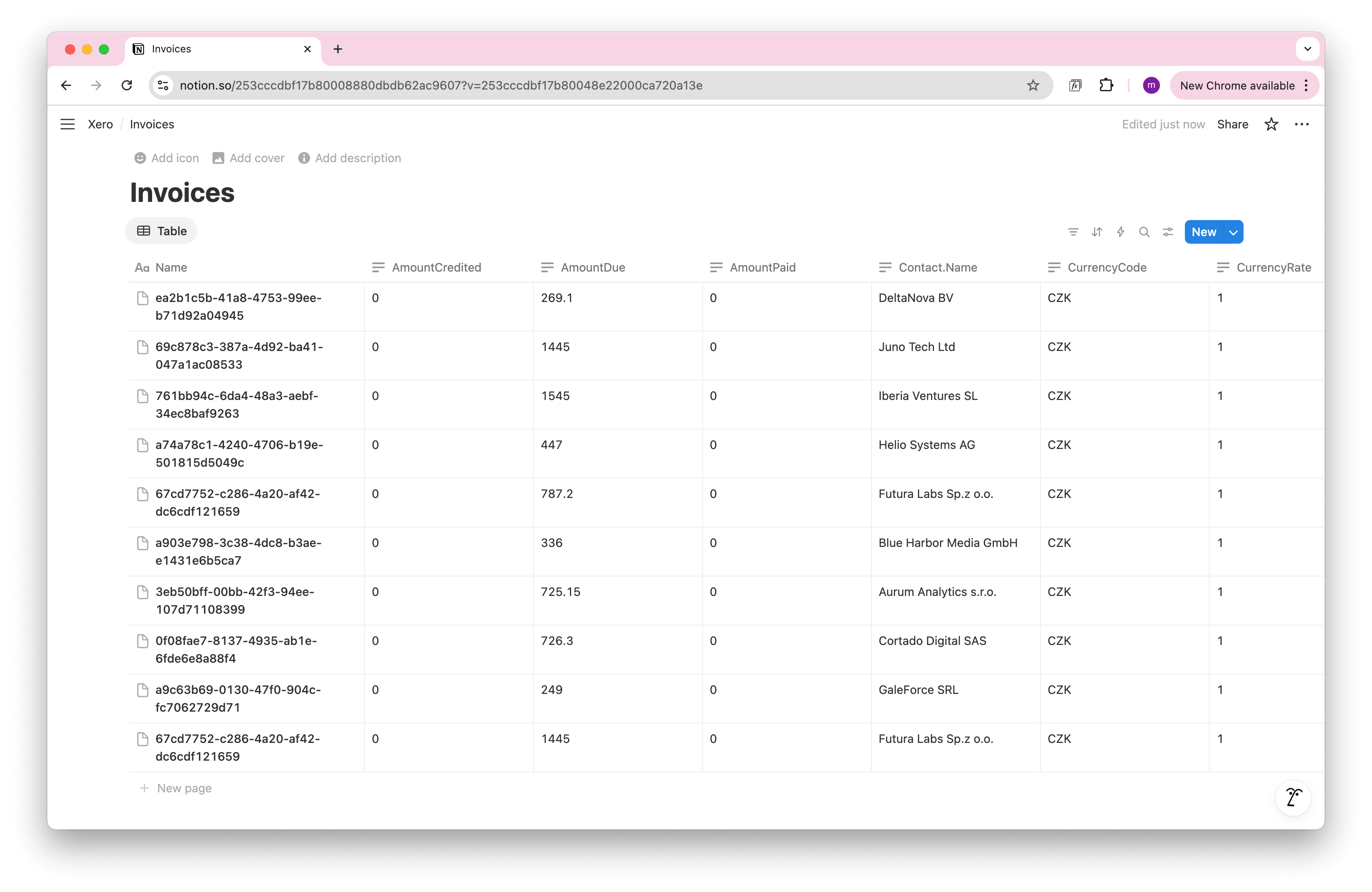 Xero Notion Data Xero Notion Data